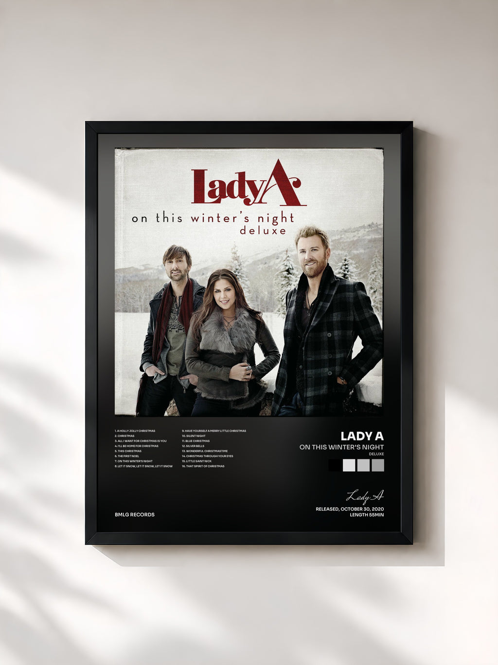 #noir Tableau de l'album On This Winter's Night (Deluxe) de Lady A, cadre noir, imprimé et encadré en France