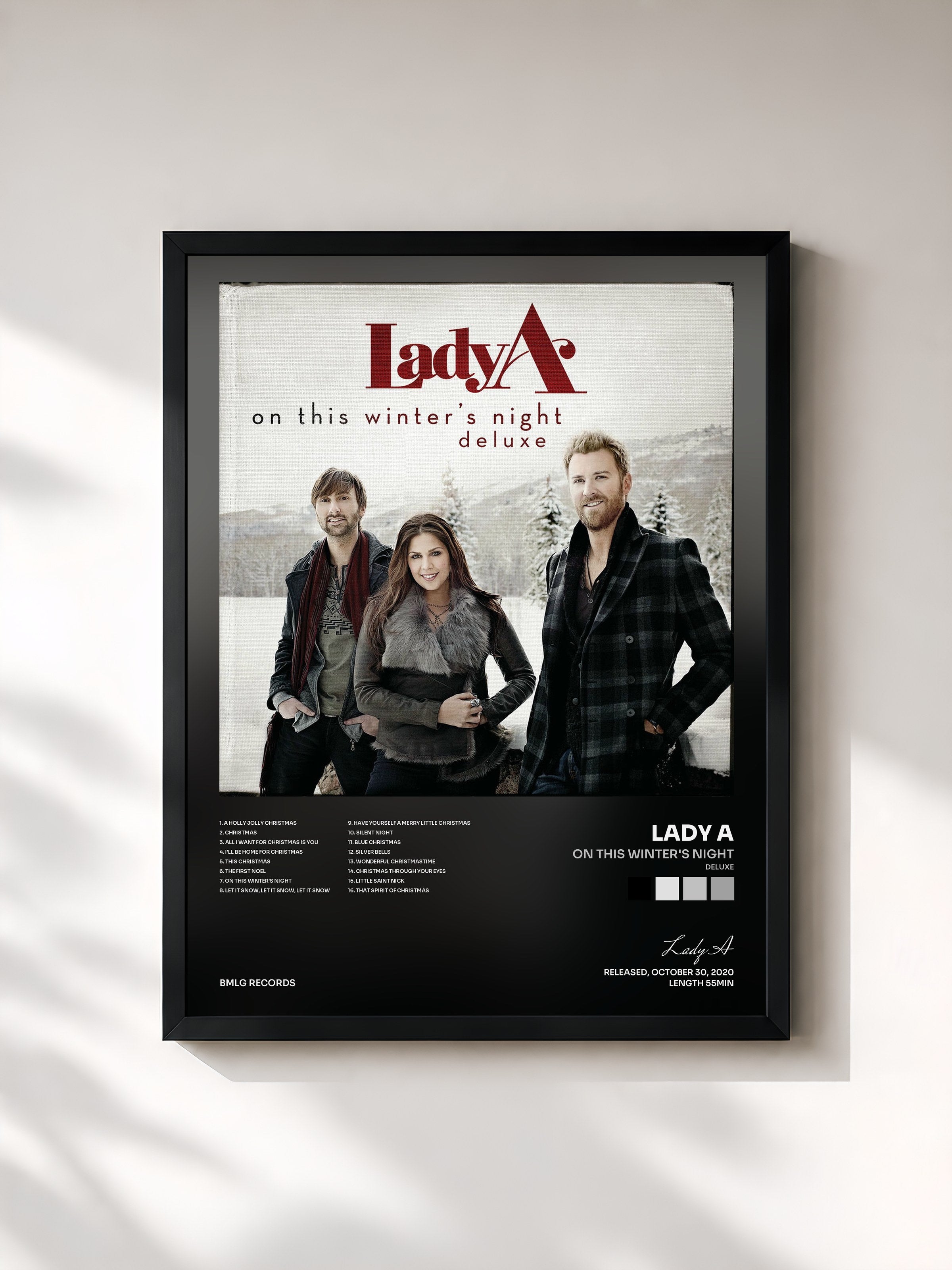#noir Tableau de l'album On This Winter's Night (Deluxe) de Lady A, cadre noir, imprimé et encadré en France