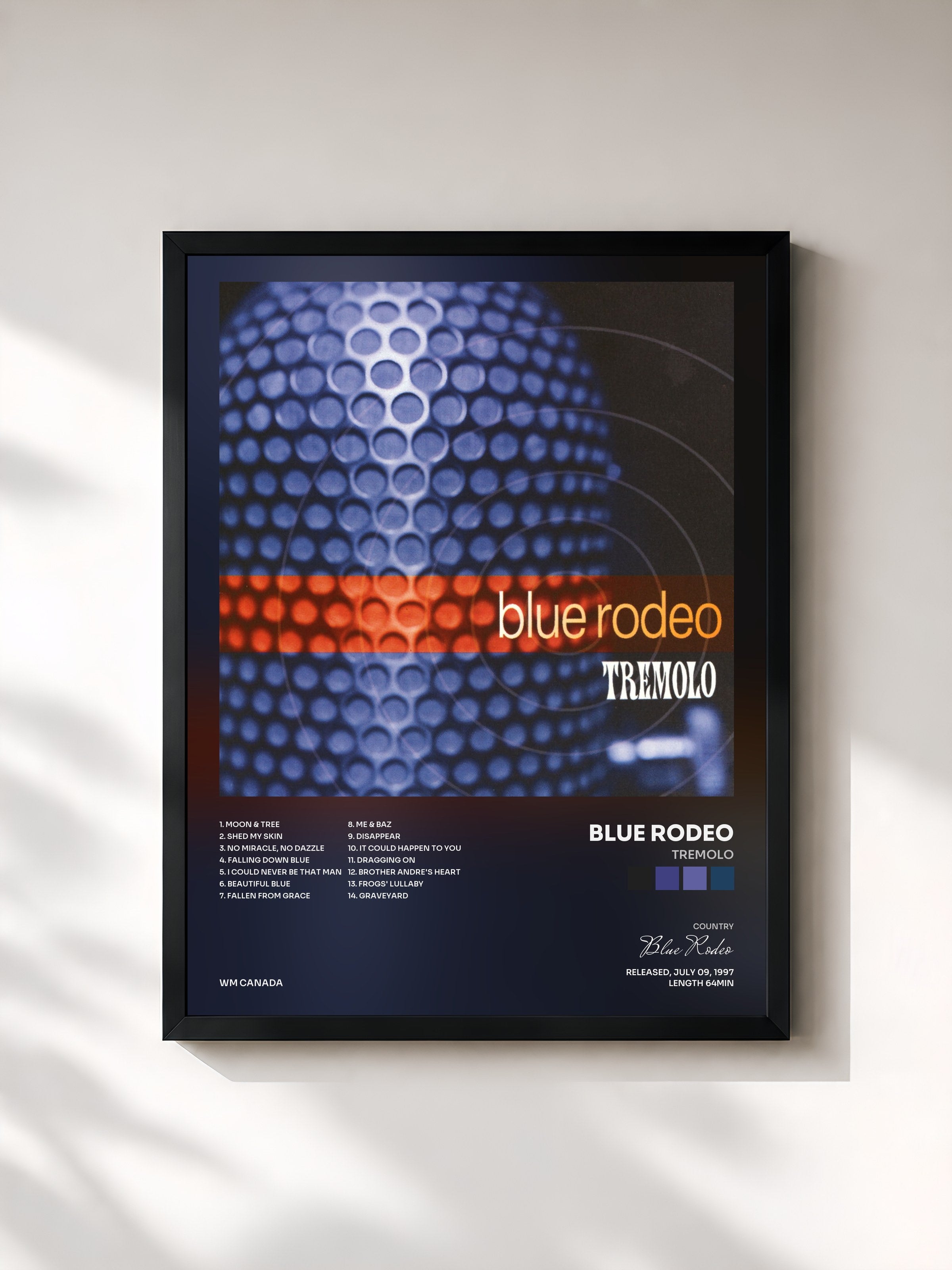 #noir Tableau de l'album Tremolo de Blue Rodeo, cadre noir, imprimé et encadré en France