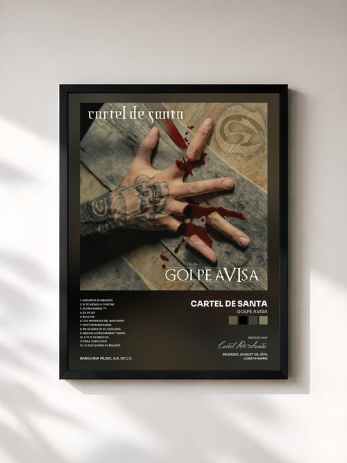 Cartel De Santa · Golpe Avisa — Affiche encadrée