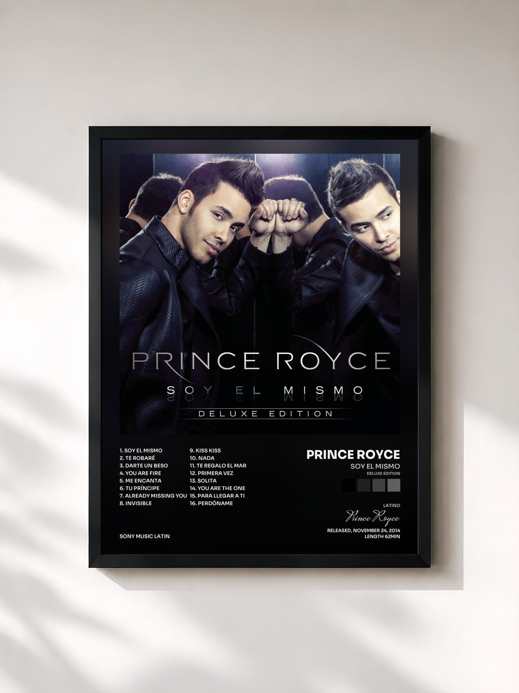 #noir Tableau de l'album Soy El Mismo (Deluxe Edition) de Prince Royce, cadre noir, imprimé et encadré en France