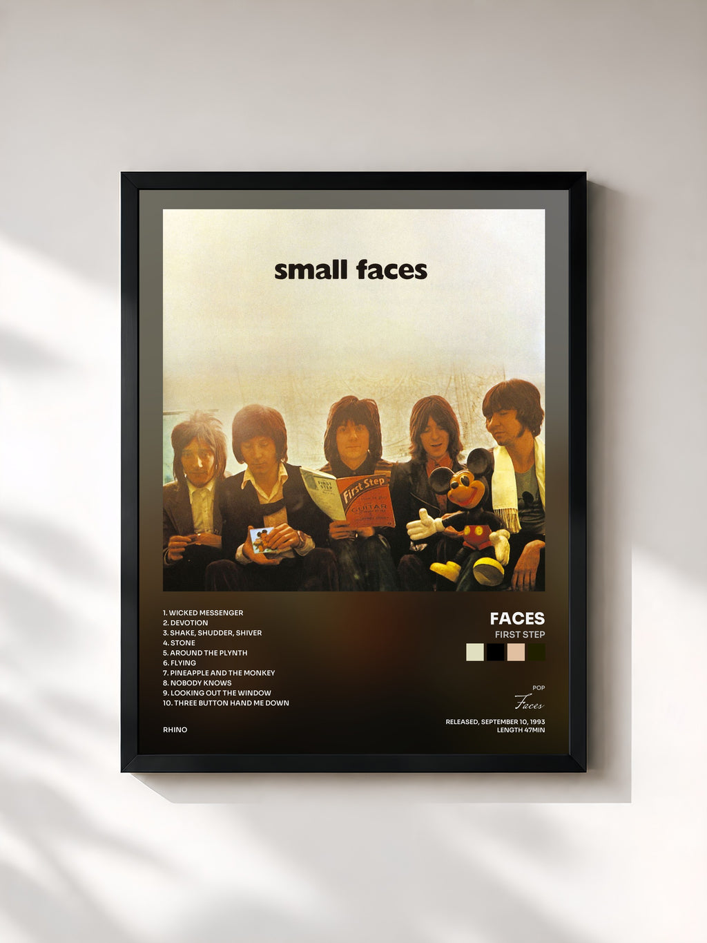 #noir Tableau de l'album First Step de Faces, cadre noir, imprimé et encadré en France
