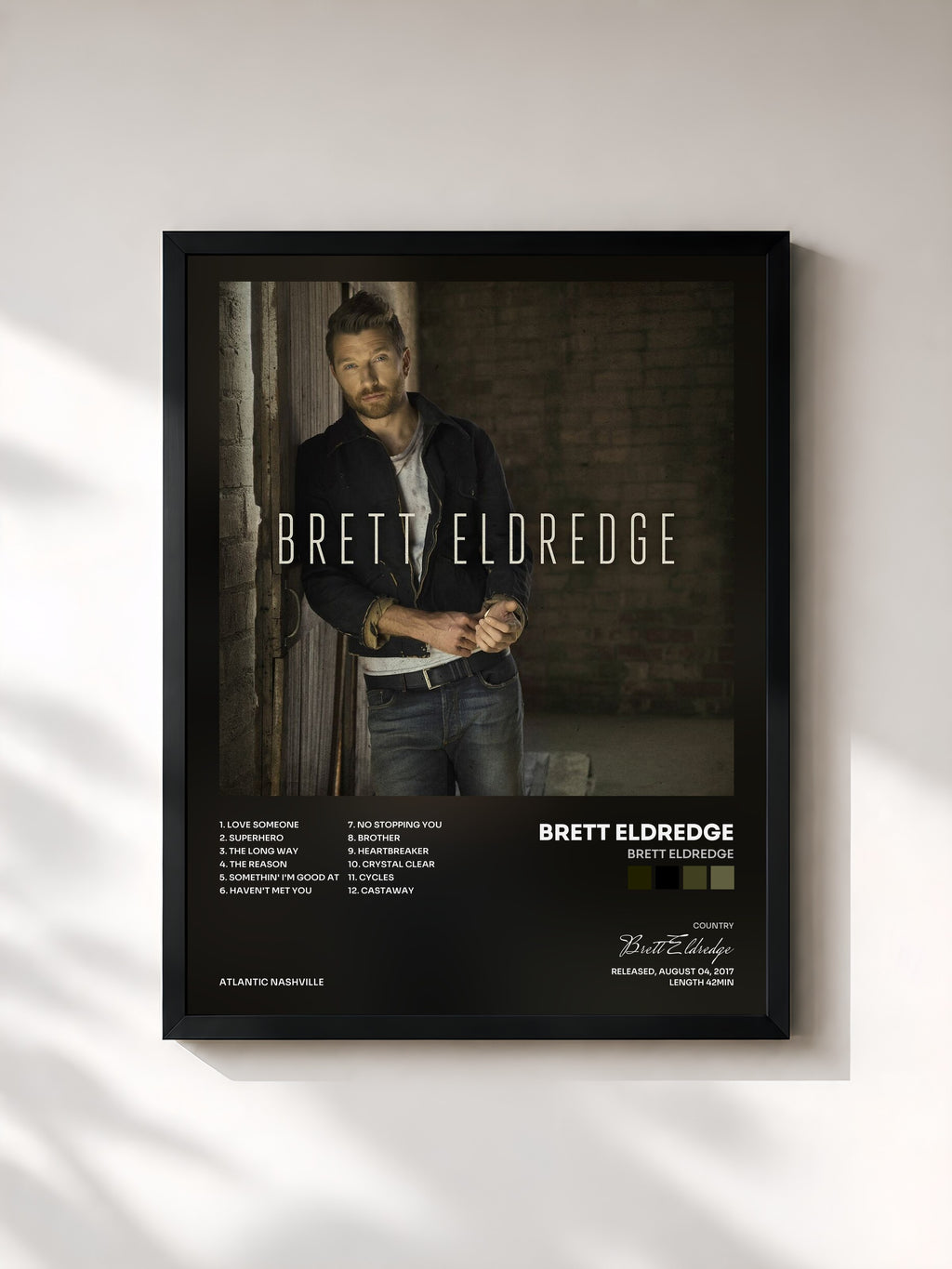 #noir Tableau de l'album Brett Eldredge de Brett Eldredge, cadre noir, imprimé et encadré en France