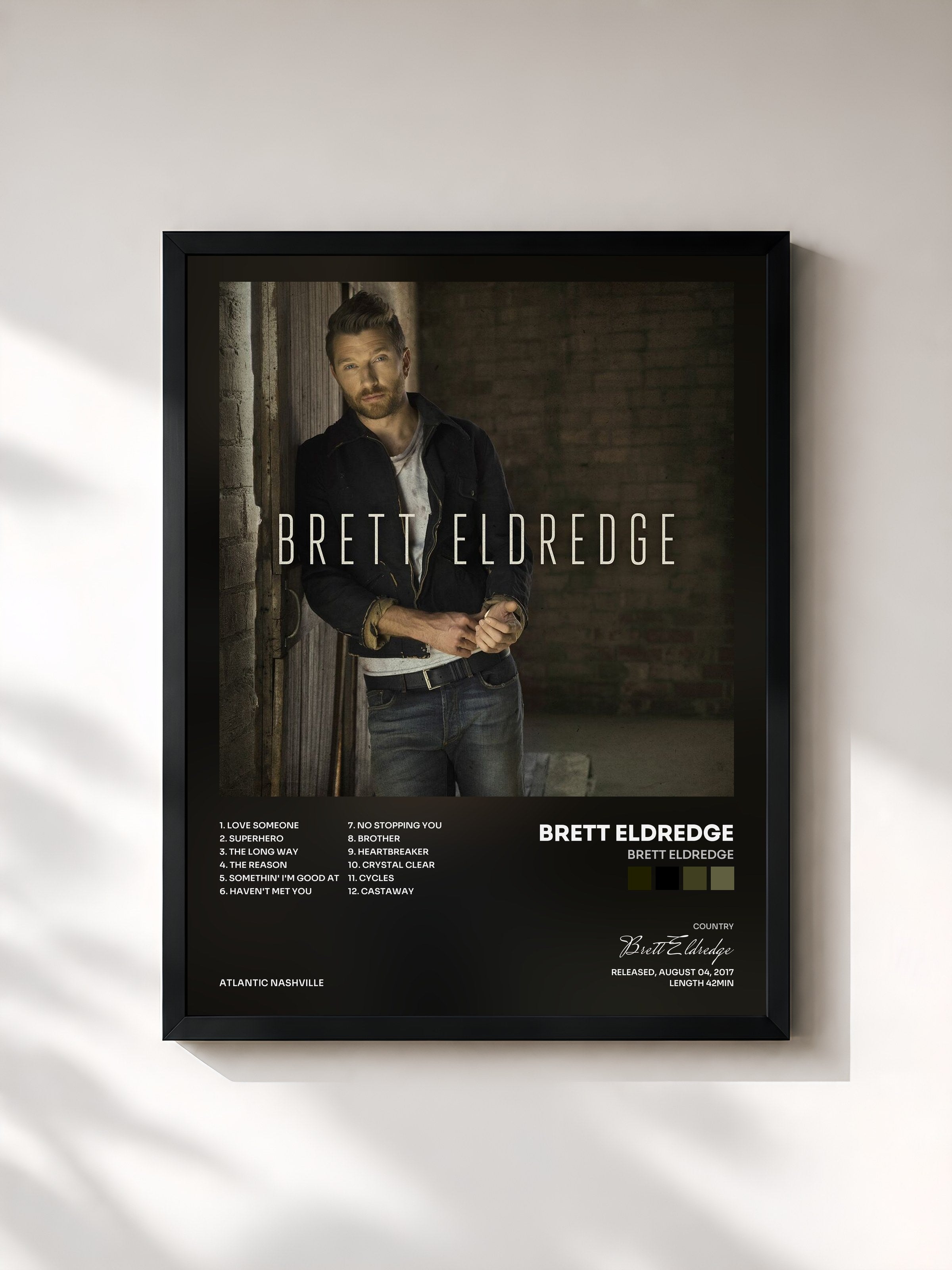 #noir Tableau de l'album Brett Eldredge de Brett Eldredge, cadre noir, imprimé et encadré en France