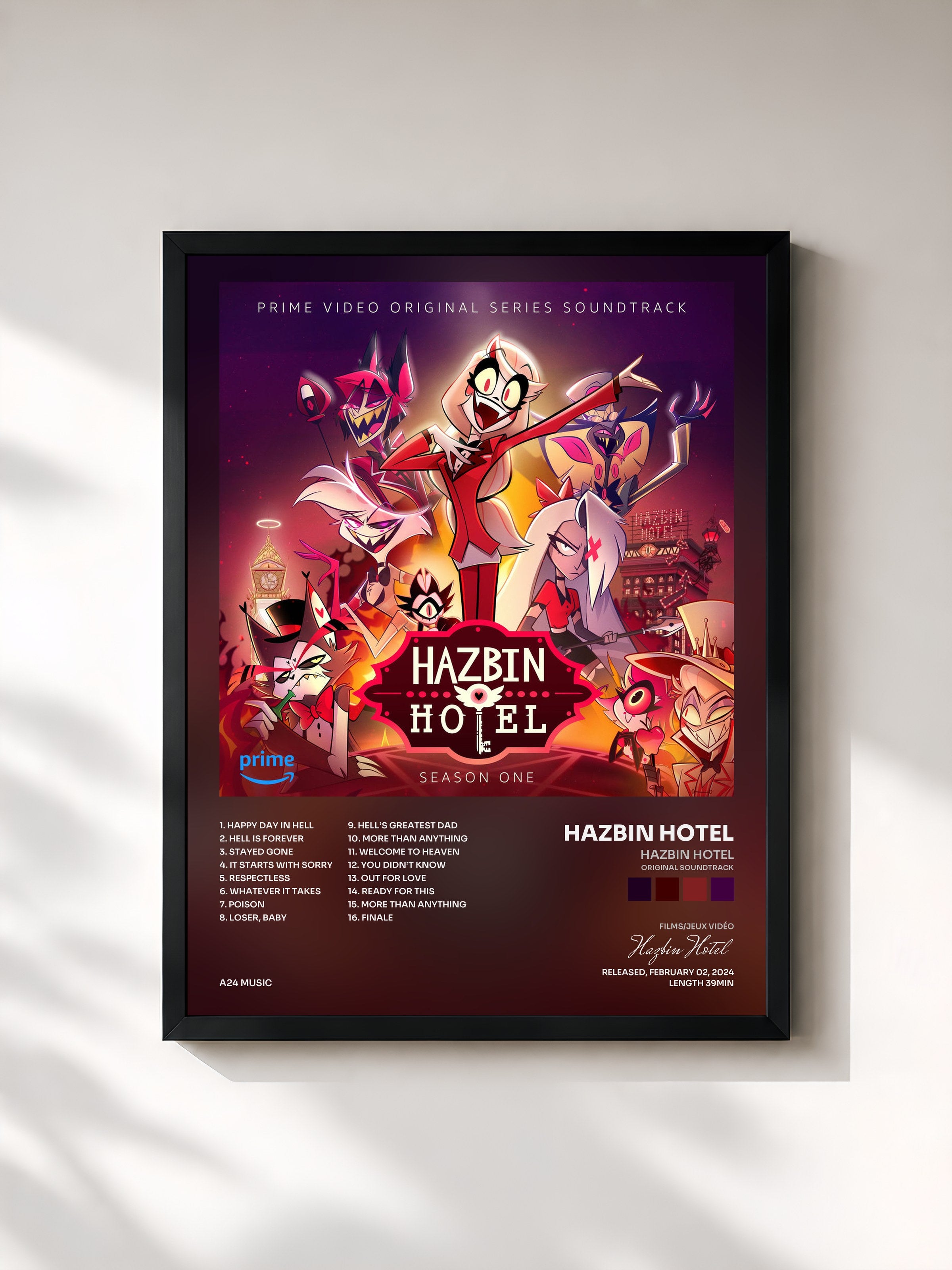 #noir Tableau de l'album Hazbin Hotel (Original Soundtrack) de Hazbin Hotel, cadre noir, imprimé et encadré en France