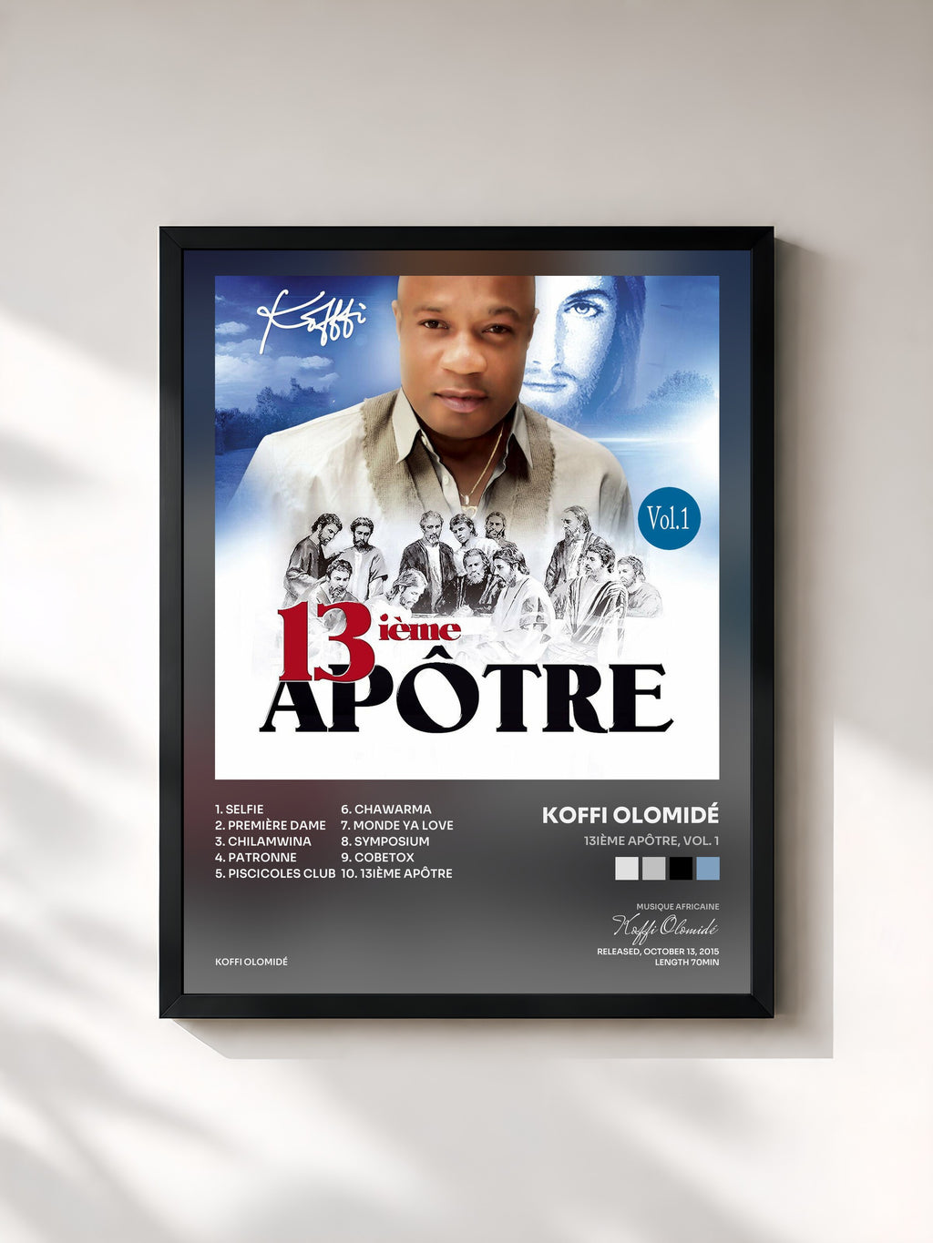 #noir Tableau de l'album 13ième apôtre, Vol. 1 de Koffi Olomidé, cadre noir, imprimé et encadré en France
