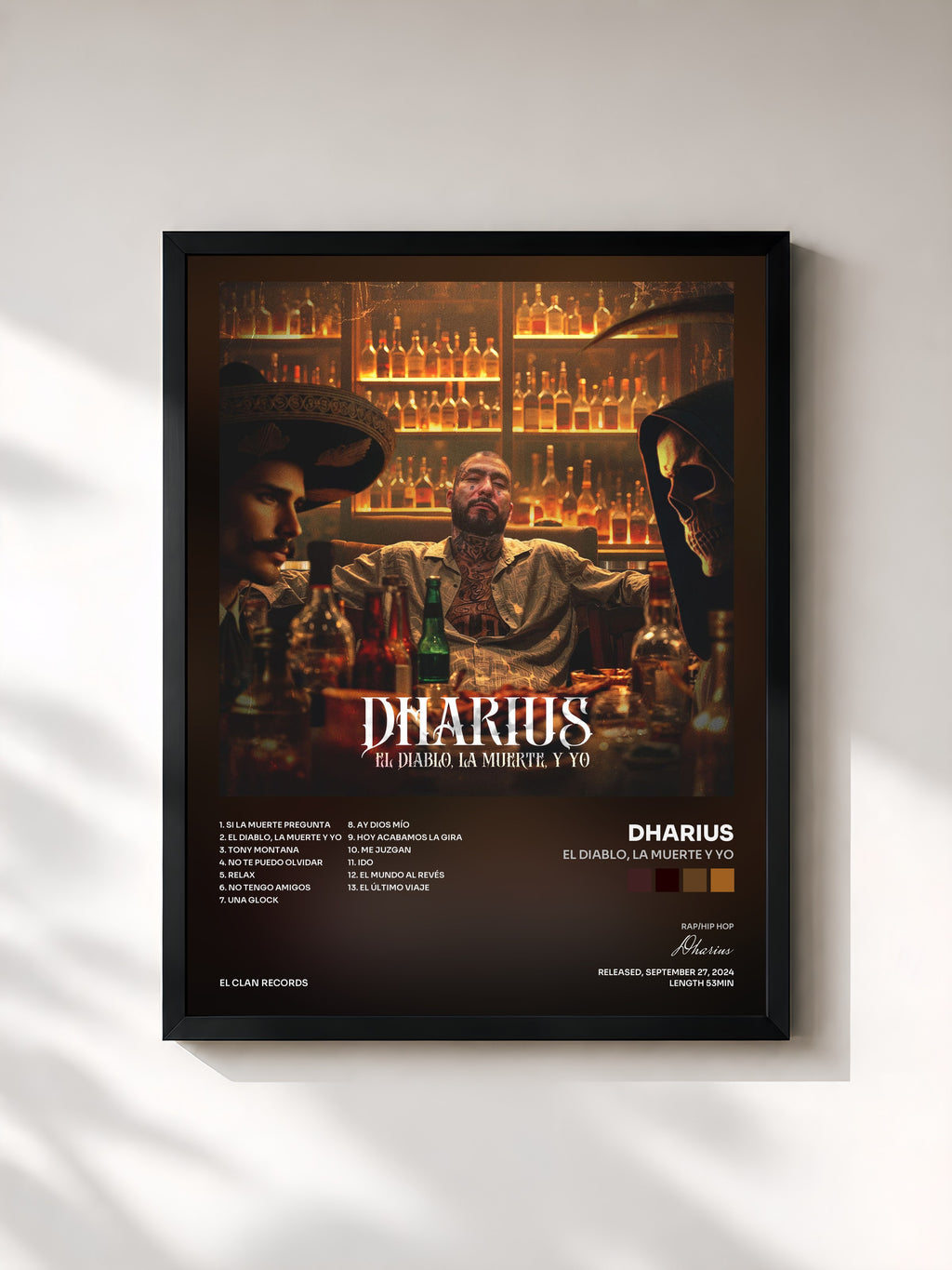 #noir Tableau de l'album El Diablo, La Muerte y Yo de Dharius, cadre noir, imprimé et encadré en France