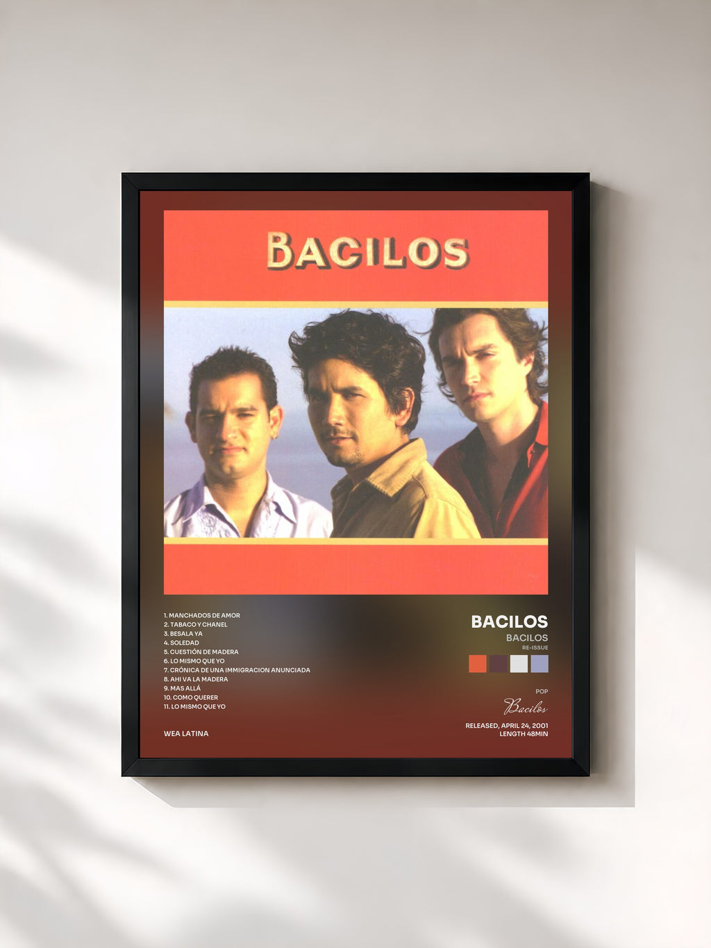 #noir Tableau de l'album Bacilos (Re-Issue) de Bacilos, cadre noir, imprimé et encadré en France