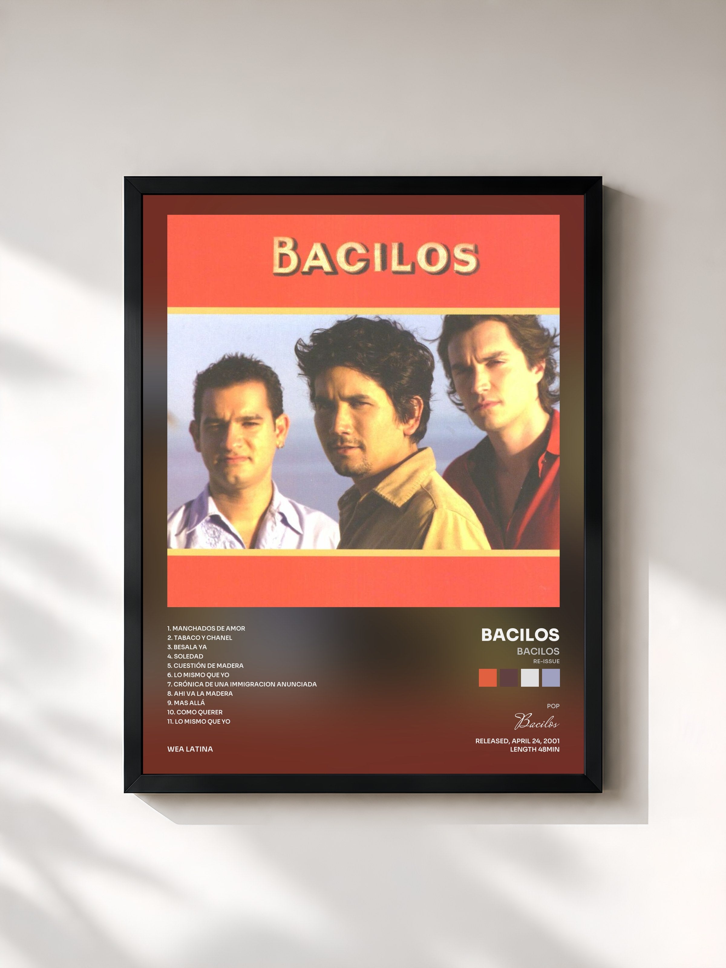 #noir Tableau de l'album Bacilos (Re-Issue) de Bacilos, cadre noir, imprimé et encadré en France