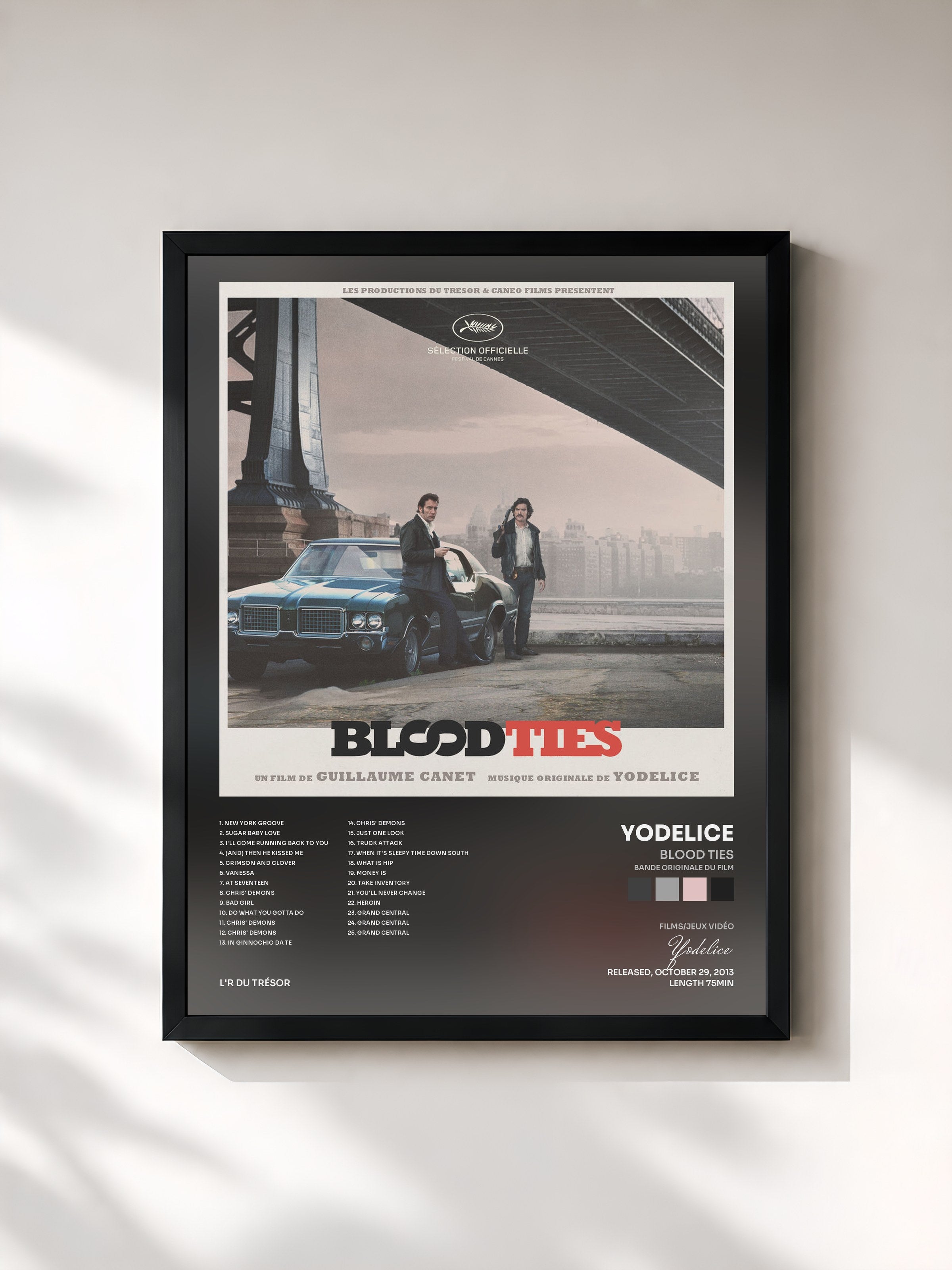 #noir Tableau de l'album Blood Ties (Bande originale du film) de Yodelice, cadre noir, imprimé et encadré en France