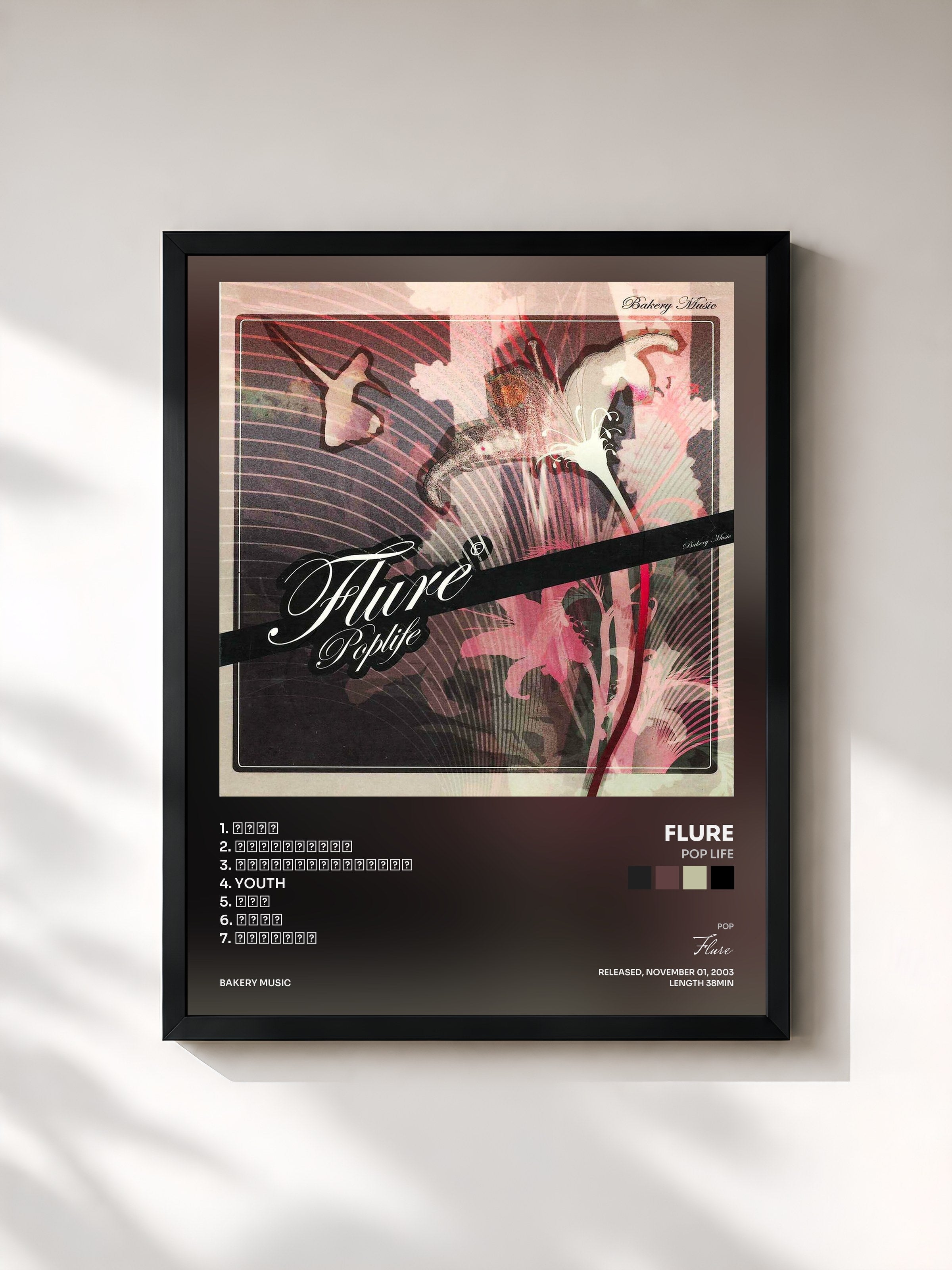 #noir Tableau de l'album Pop Life de Flure, cadre noir, imprimé et encadré en France