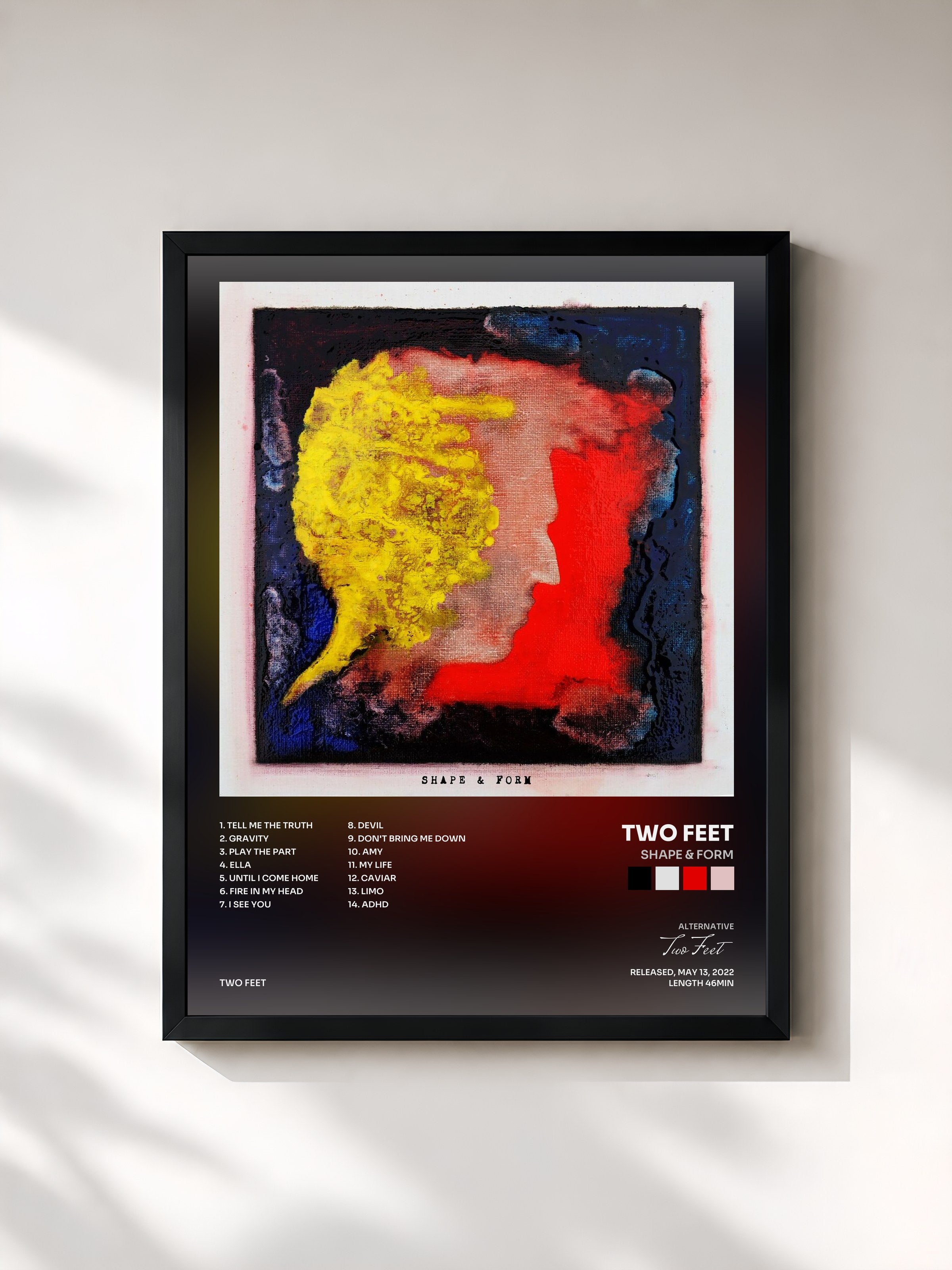 #noir Tableau de l'album Shape & Form de Two Feet, cadre noir, imprimé et encadré en France