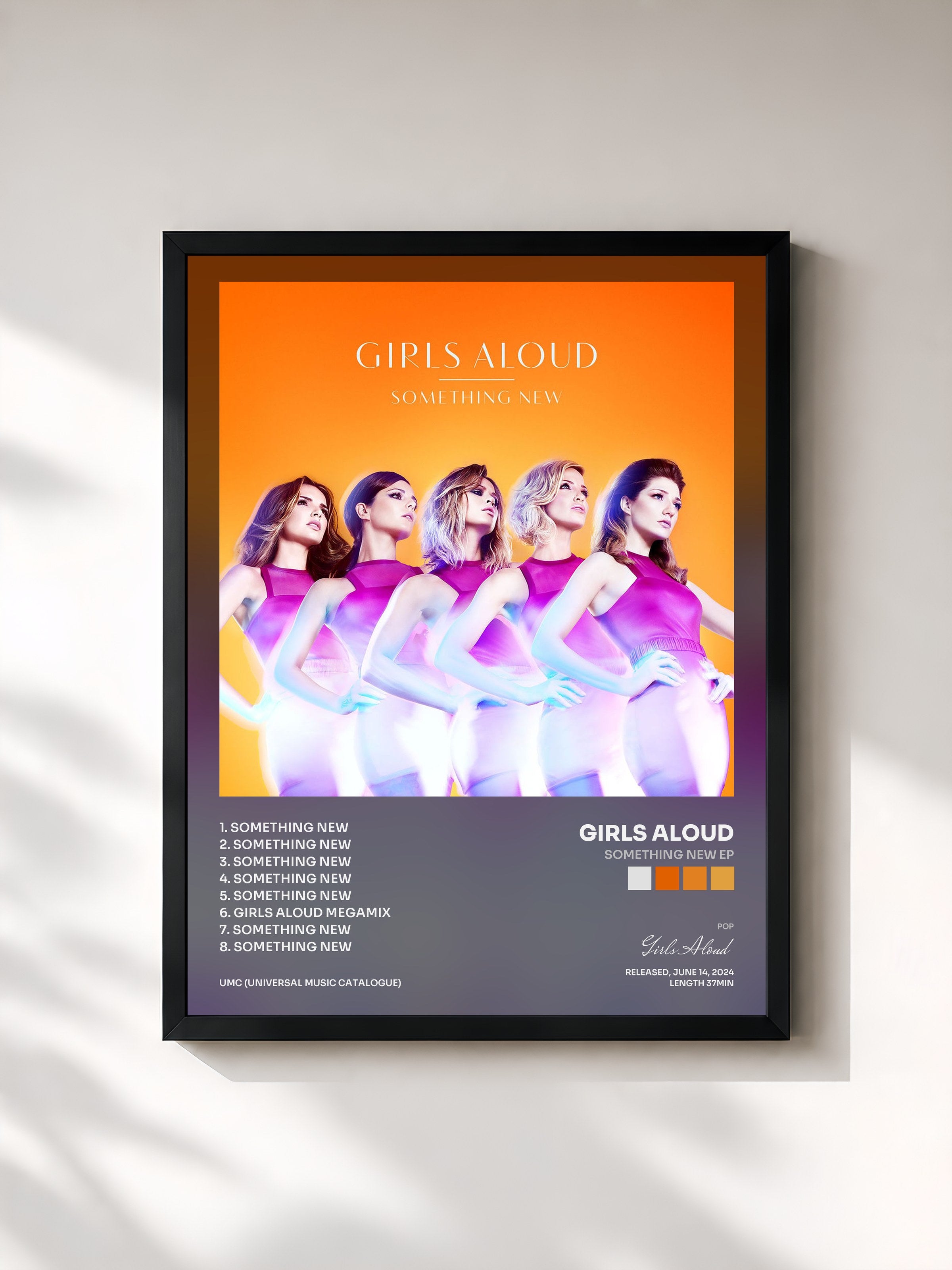#noir Tableau de l'album Something New EP de Girls Aloud, cadre noir, imprimé et encadré en France