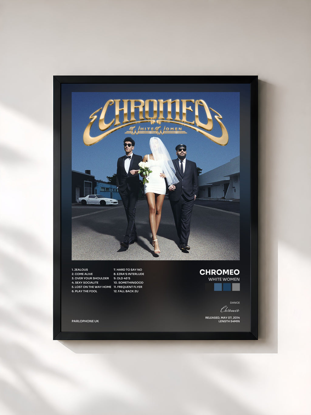 #noir Tableau de l'album White Women de Chromeo, cadre noir, imprimé et encadré en France