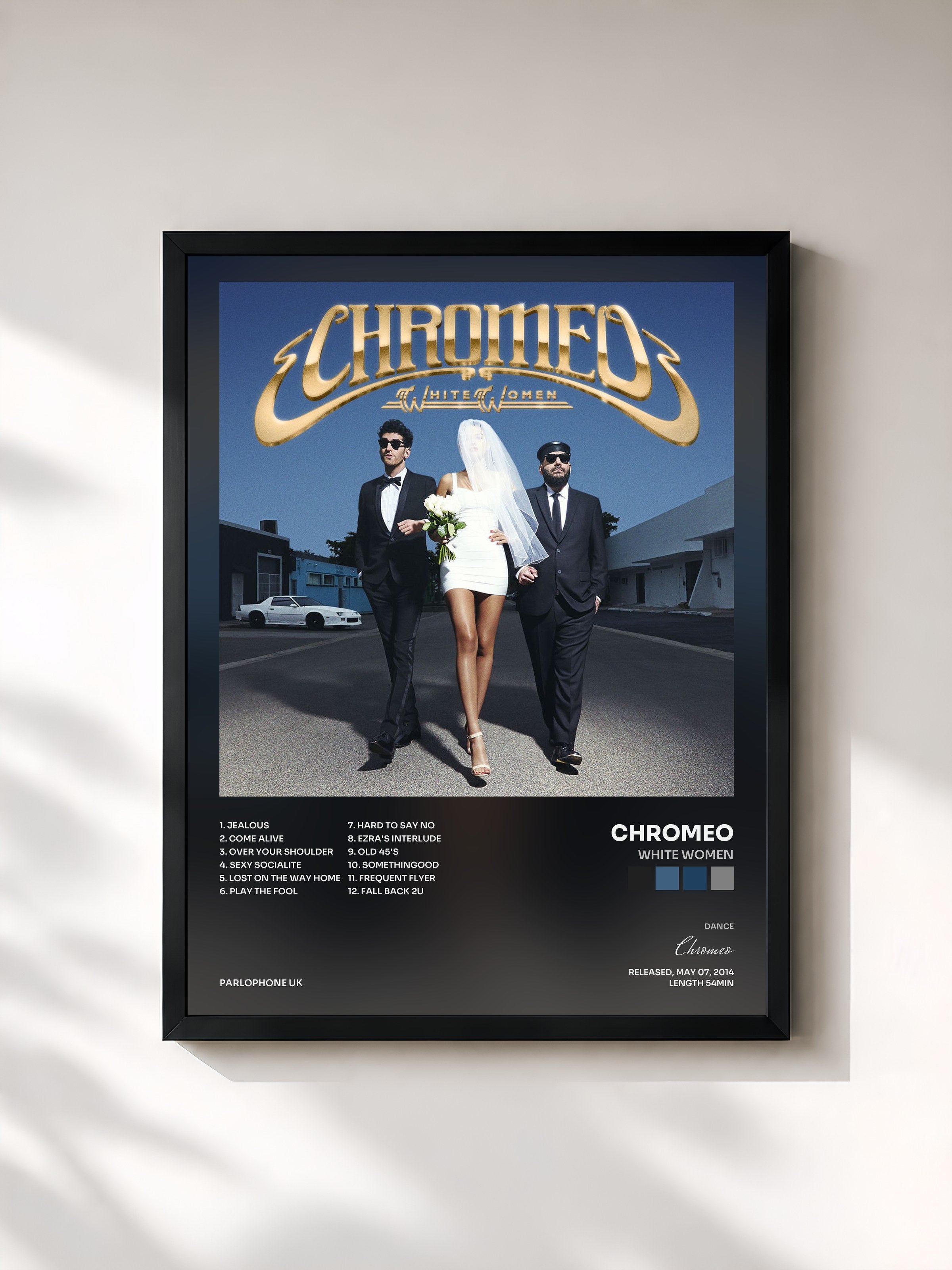 #noir Tableau de l'album White Women de Chromeo, cadre noir, imprimé et encadré en France