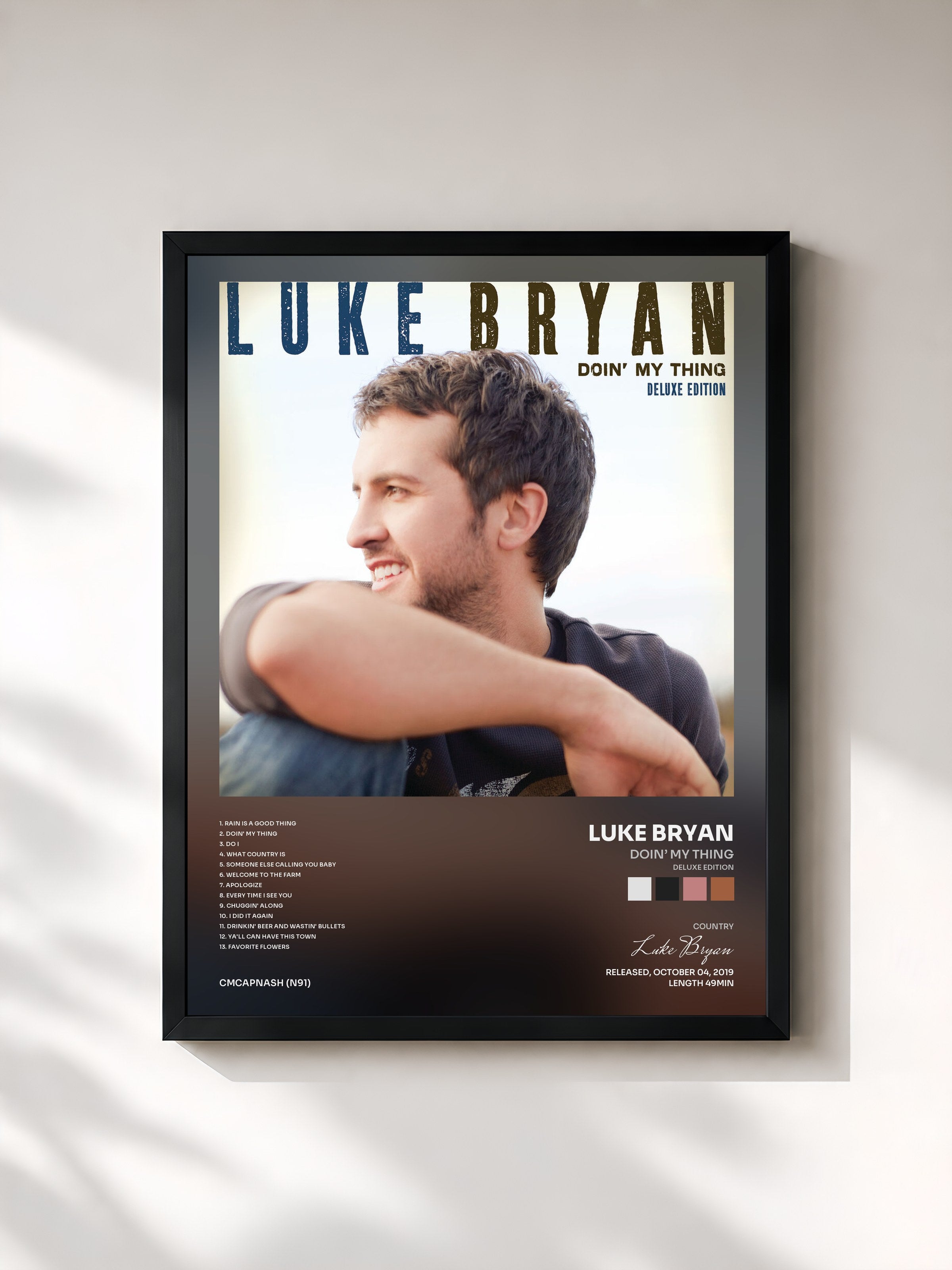 #noir Tableau de l'album Doin’ My Thing (Deluxe Edition) de Luke Bryan, cadre noir, imprimé et encadré en France