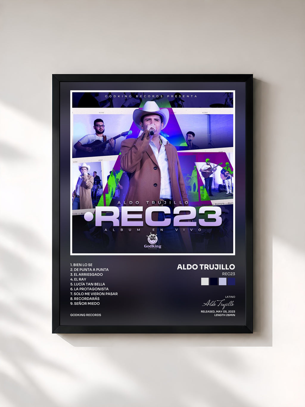 #noir Tableau de l'album REC23 de Aldo Trujillo, cadre noir, imprimé et encadré en France