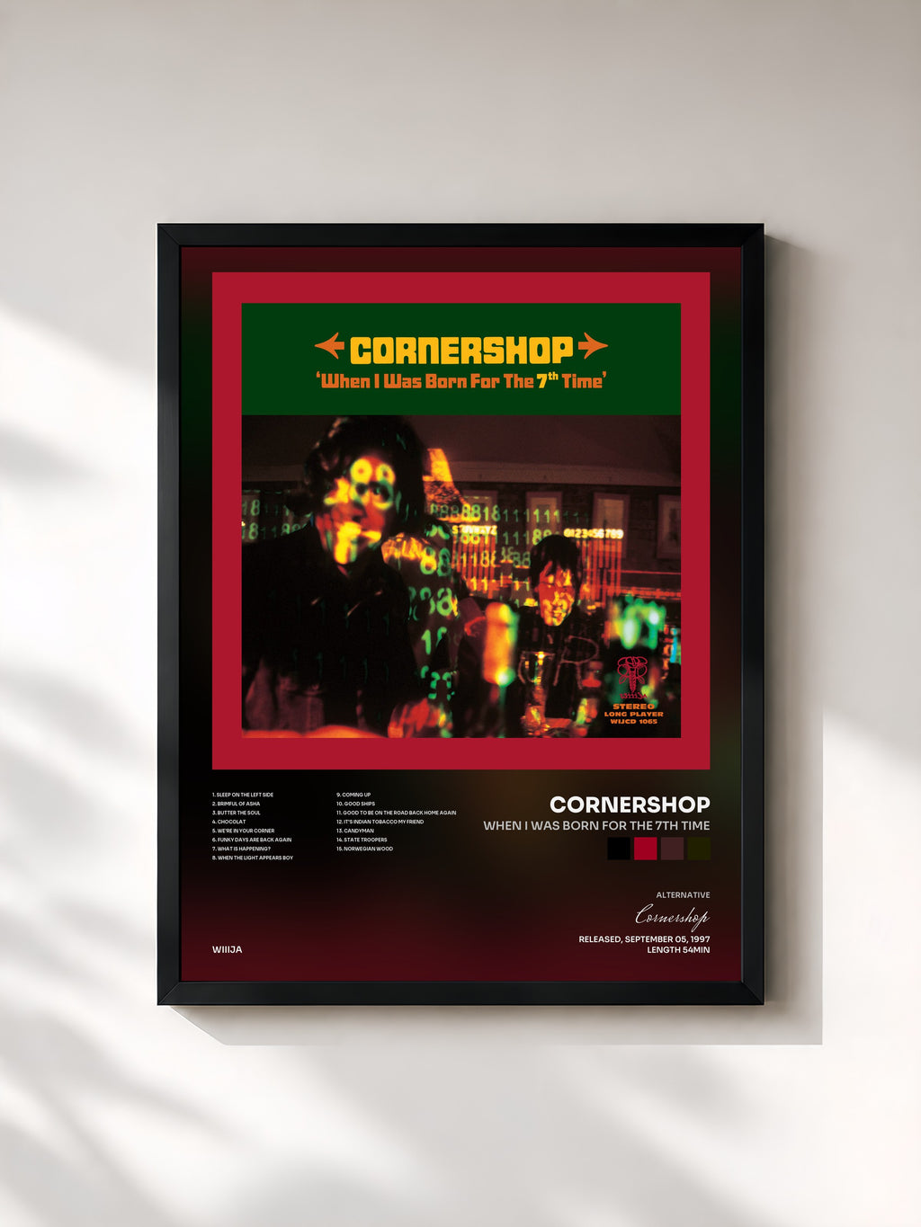 #noir Tableau de l'album When I Was Born for the 7th Time de Cornershop, cadre noir, imprimé et encadré en France