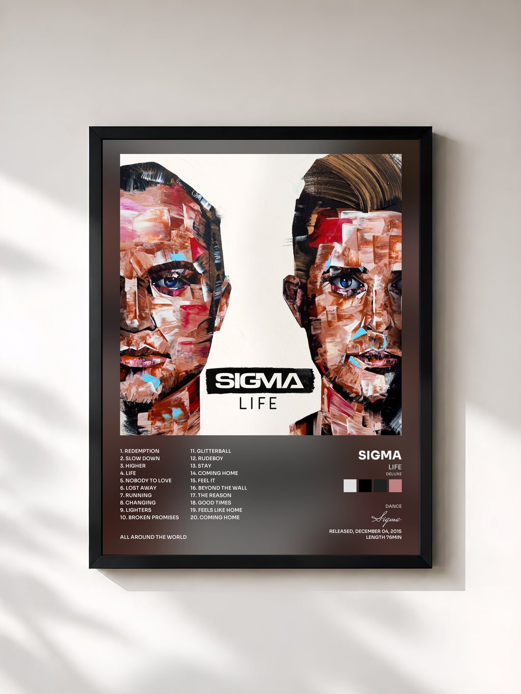 #noir Tableau de l'album Life (Deluxe) de Sigma, cadre noir, imprimé et encadré en France