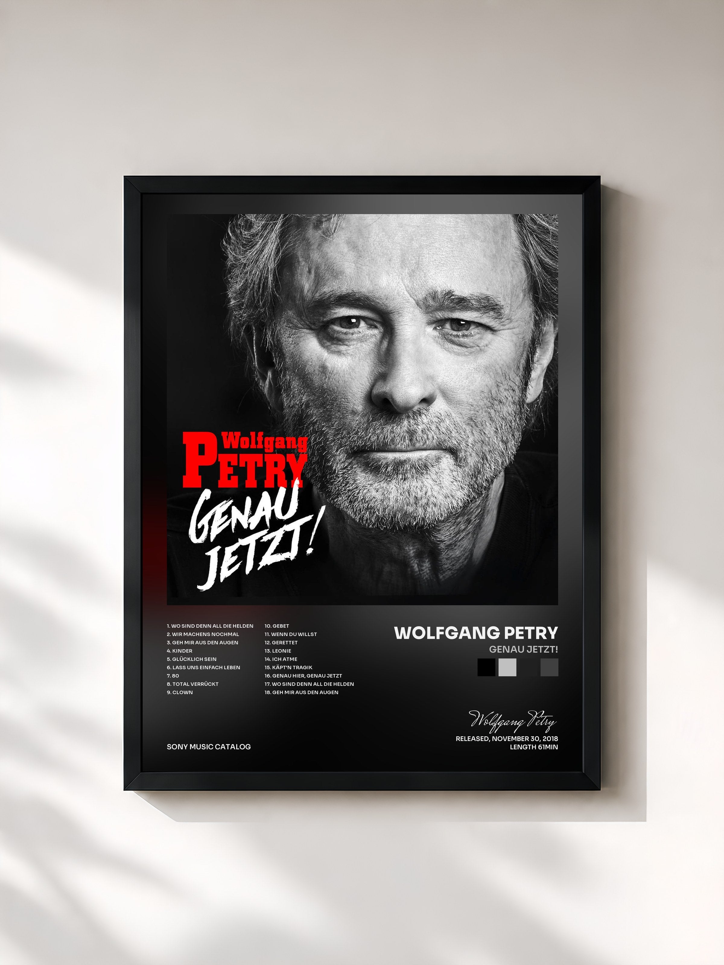 #noir Tableau de l'album Genau jetzt! de Wolfgang Petry, cadre noir, imprimé et encadré en France