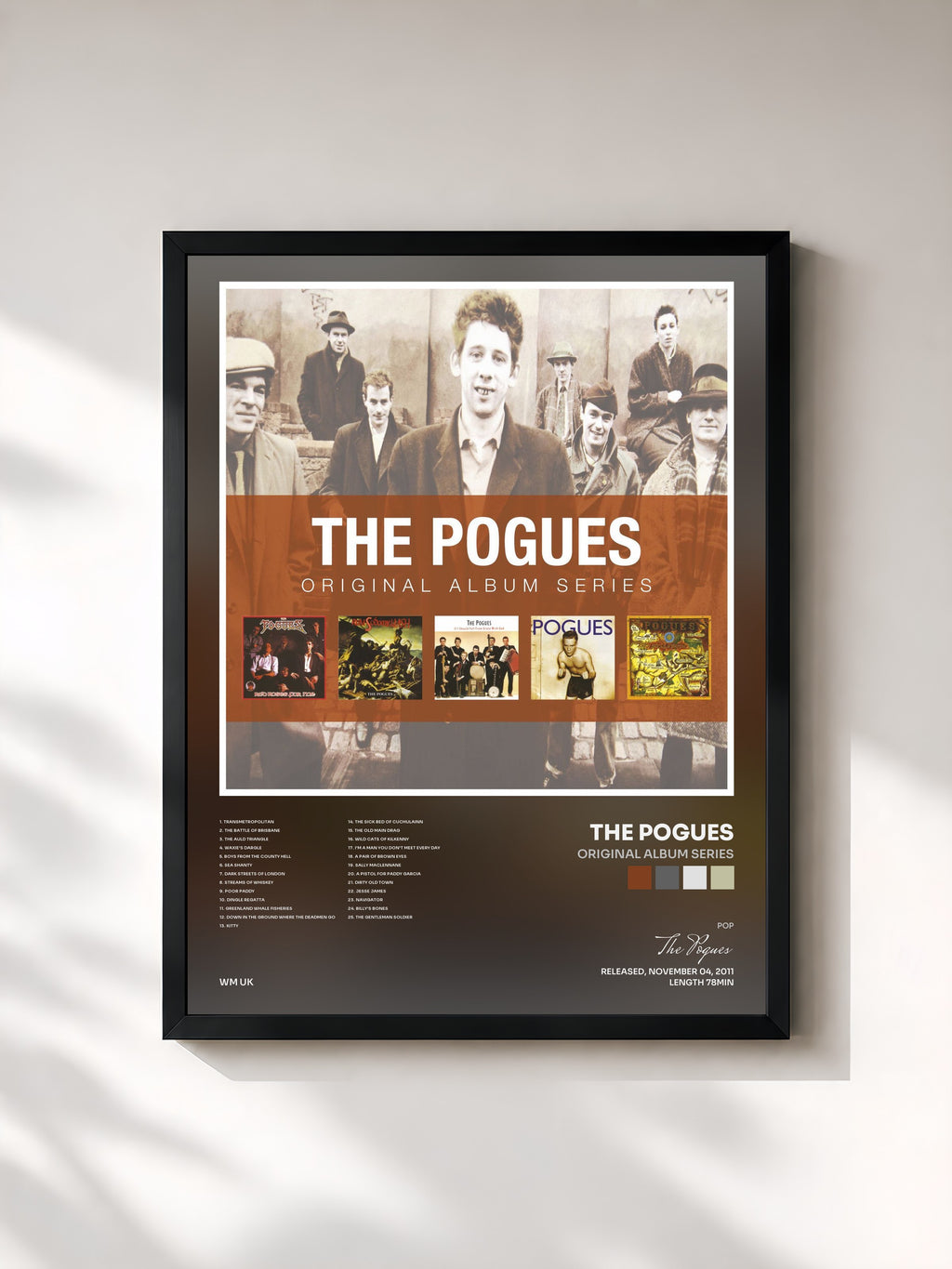 #noir Tableau de l'album Original Album Series de The Pogues, cadre noir, imprimé et encadré en France