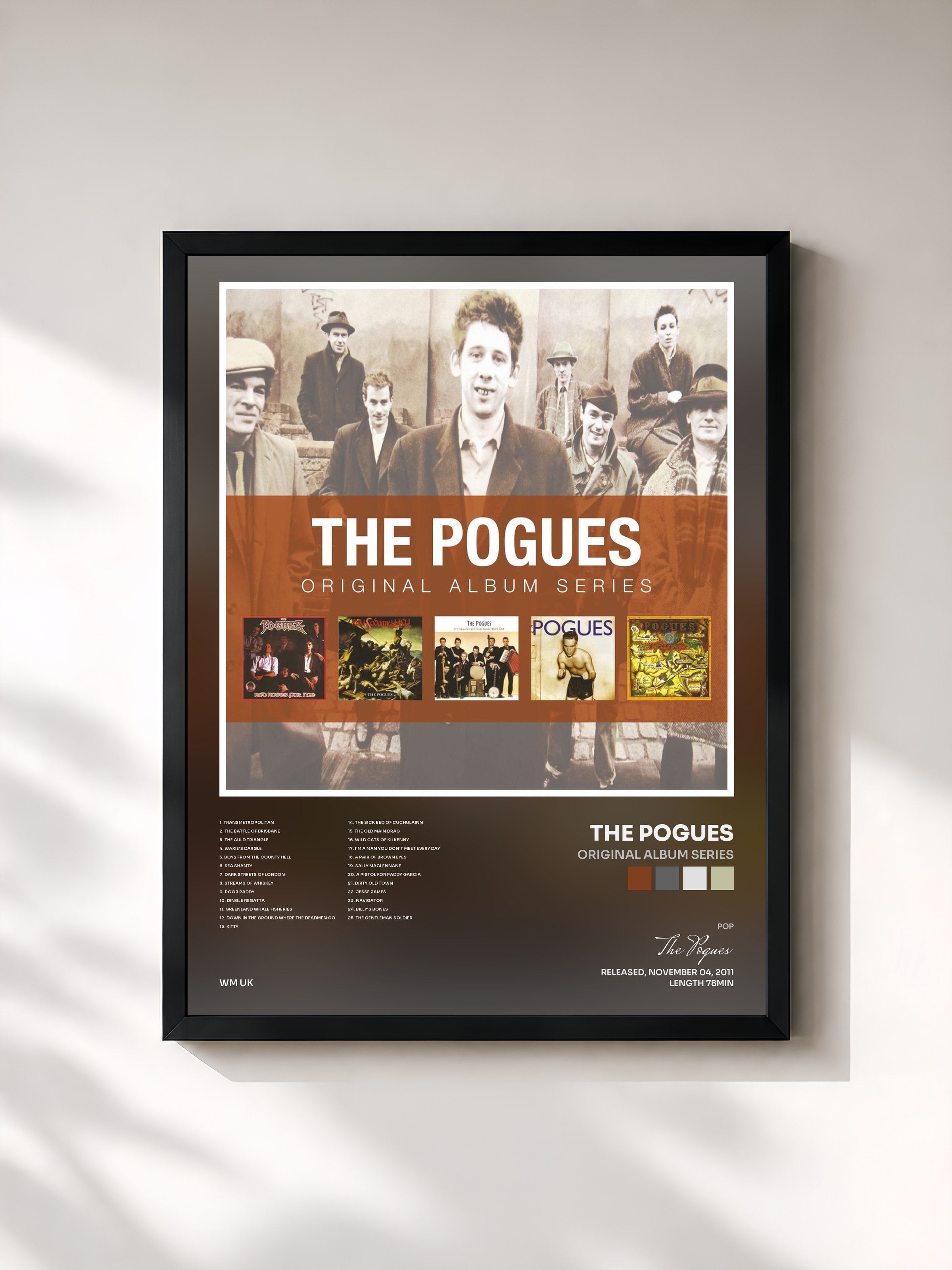 #noir Tableau de l'album Original Album Series de The Pogues, cadre noir, imprimé et encadré en France