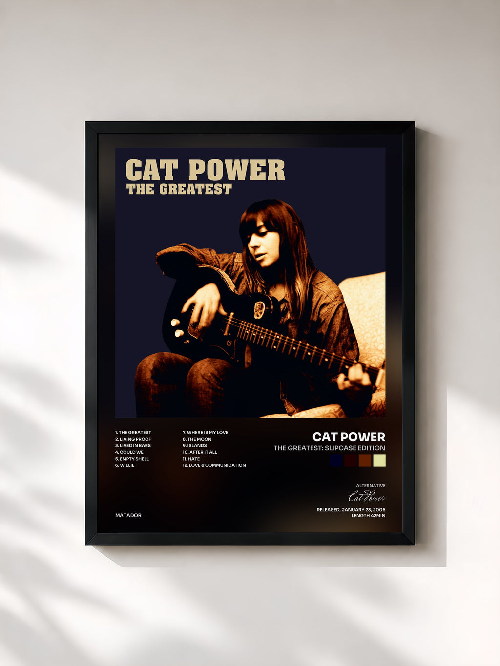 #noir Tableau de l'album The Greatest: Slipcase Edition de Cat Power, cadre noir, imprimé et encadré en France