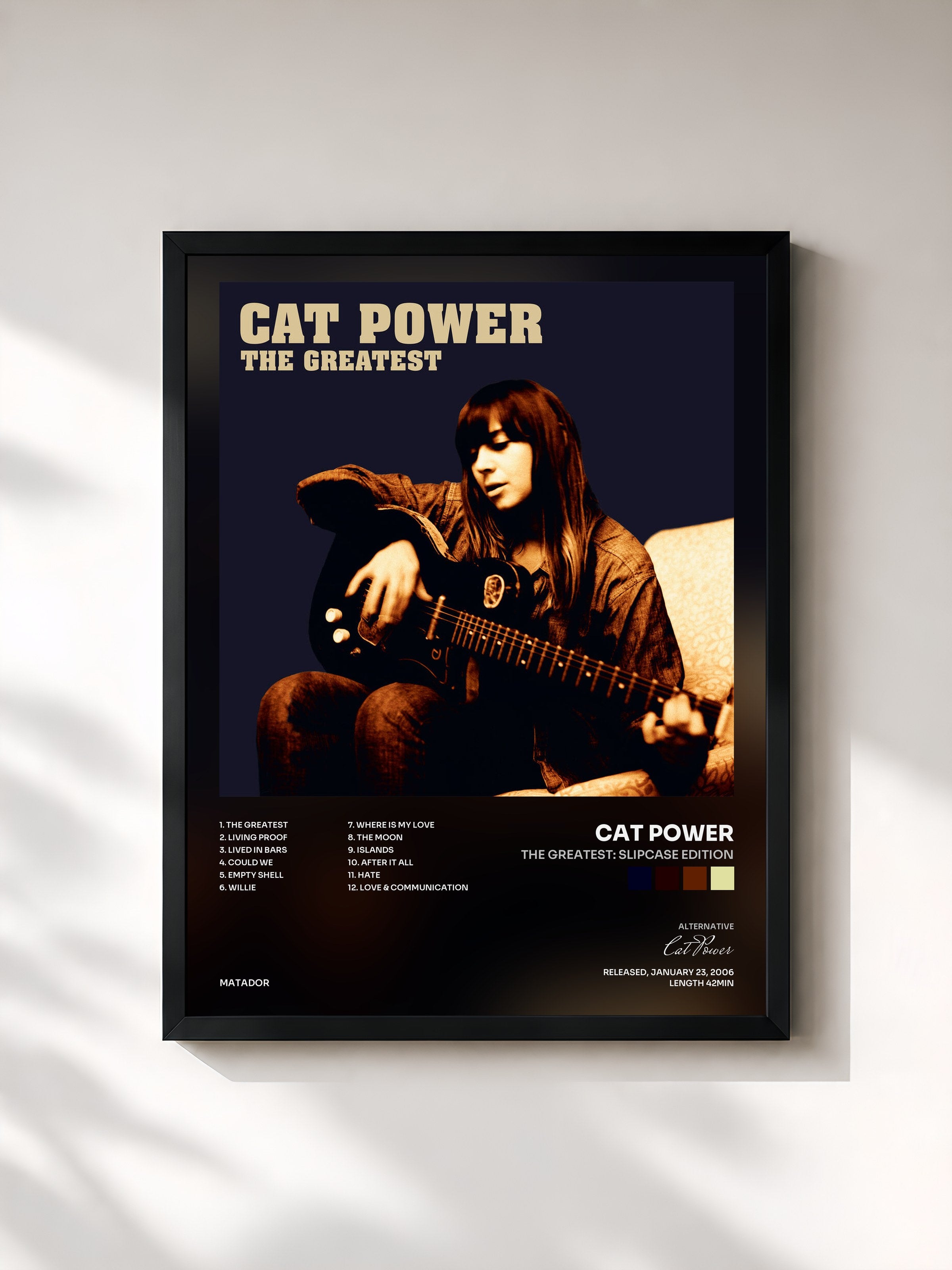#noir Tableau de l'album The Greatest: Slipcase Edition de Cat Power, cadre noir, imprimé et encadré en France