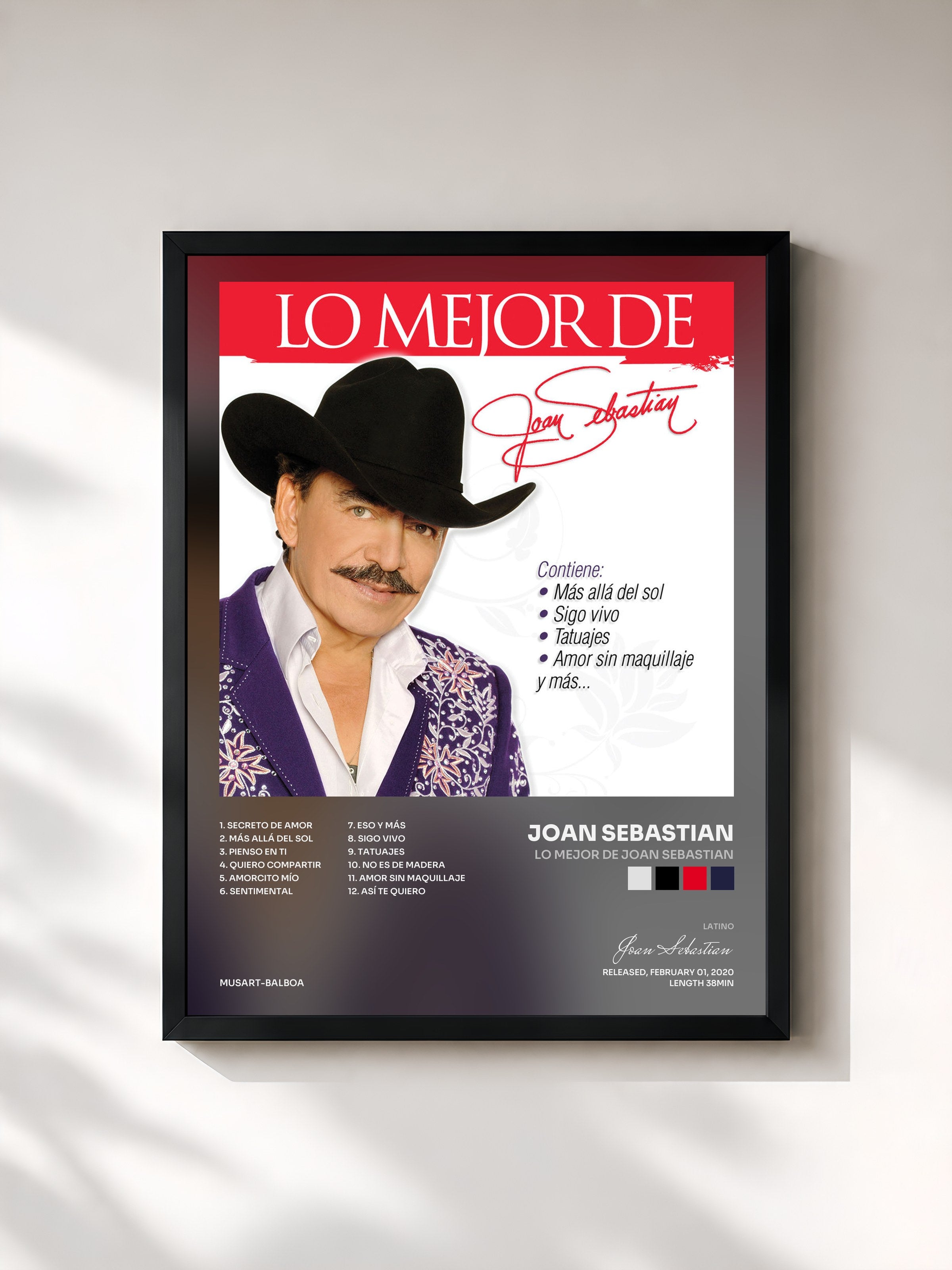 #noir Tableau de l'album Lo Mejor De Joan Sebastian de Joan Sebastian, cadre noir, imprimé et encadré en France
