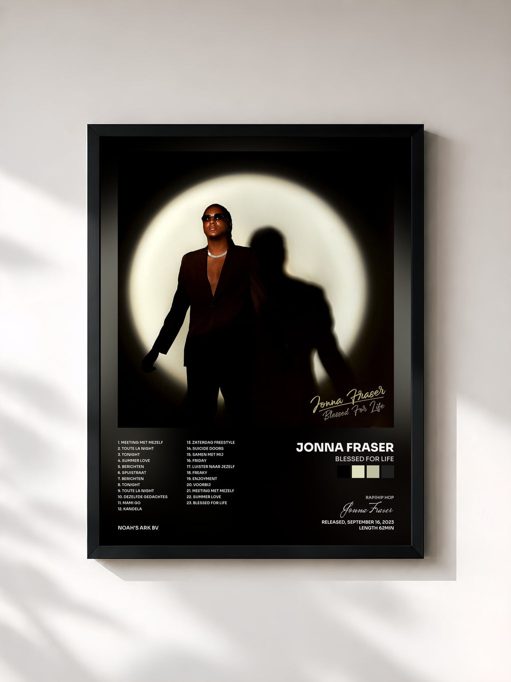 #noir Tableau de l'album Blessed For Life de Jonna Fraser, cadre noir, imprimé et encadré en France