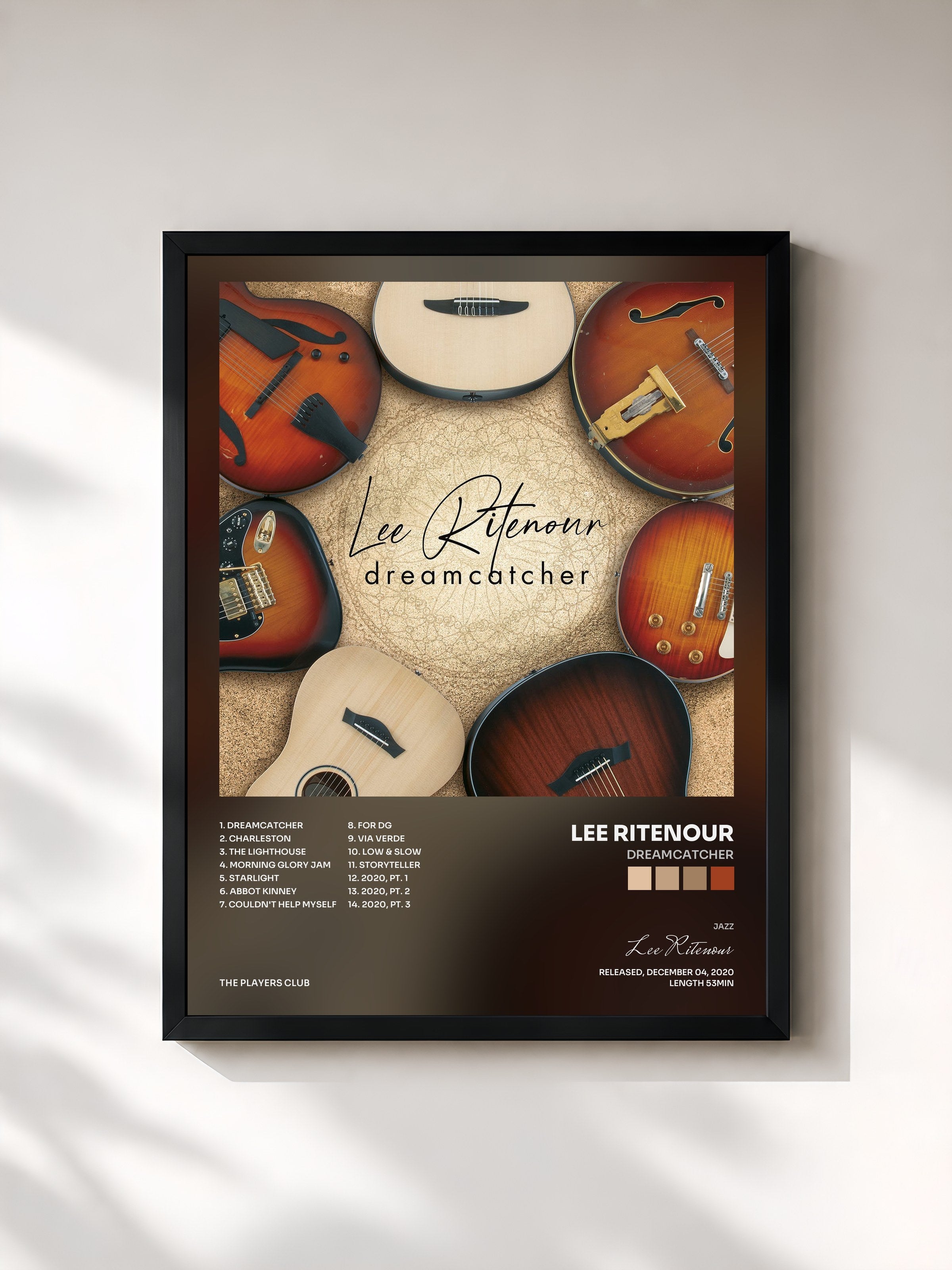 #noir Tableau de l'album Dreamcatcher de Lee Ritenour, cadre noir, imprimé et encadré en France