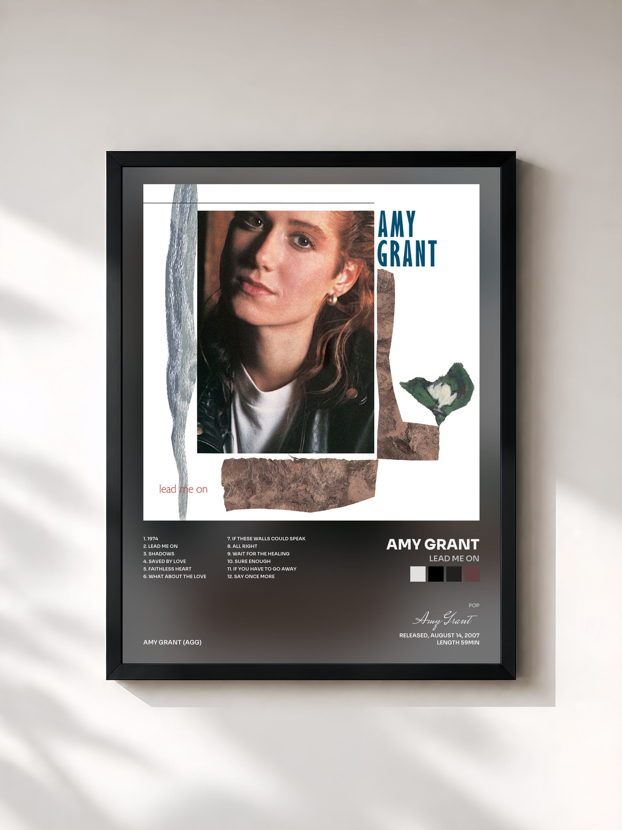 #noir Tableau de l'album Lead Me On de Amy Grant, cadre noir, imprimé et encadré en France