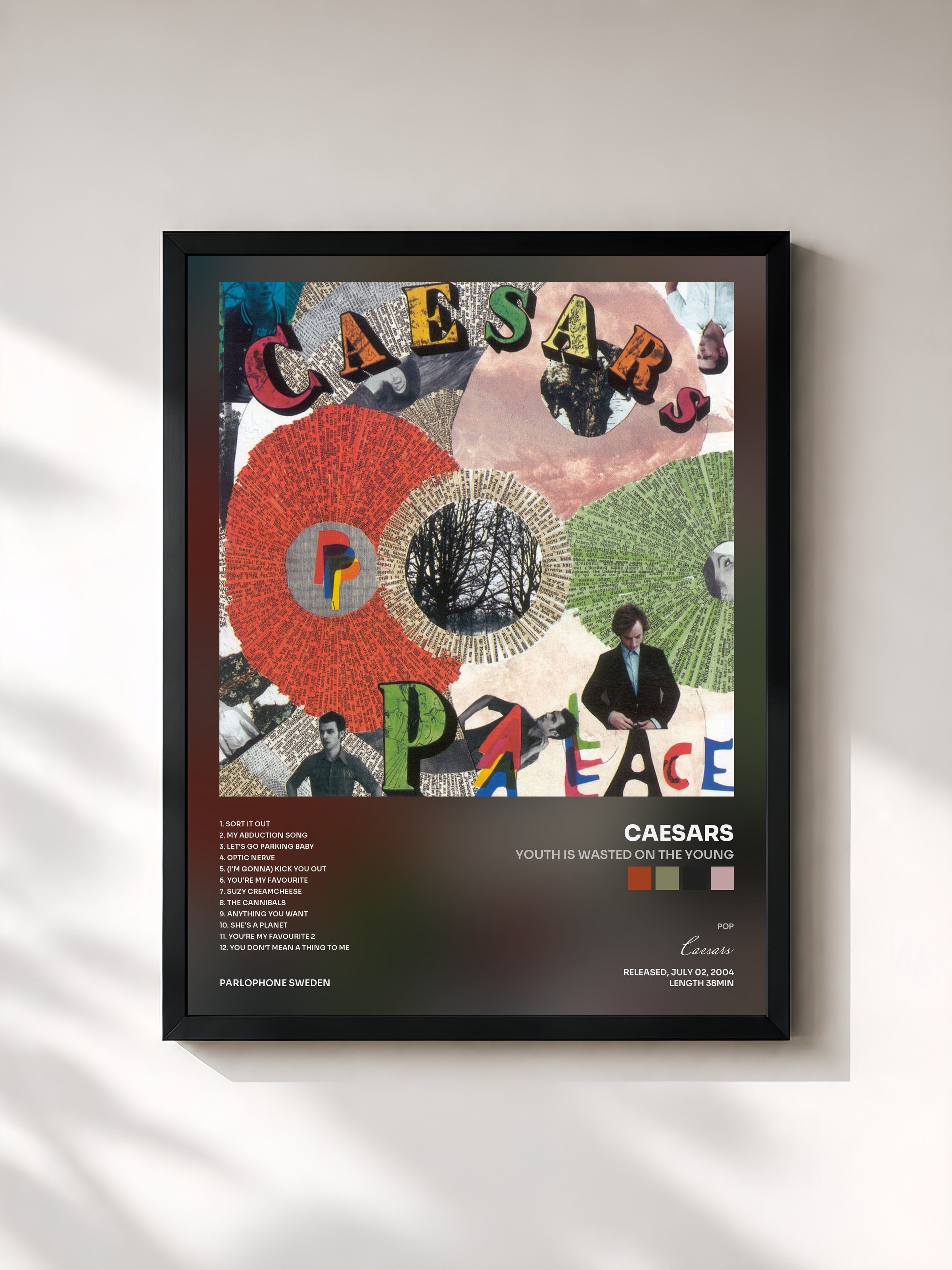 #noir Tableau de l'album Youth Is Wasted on the Young de Caesars, cadre noir, imprimé et encadré en France
