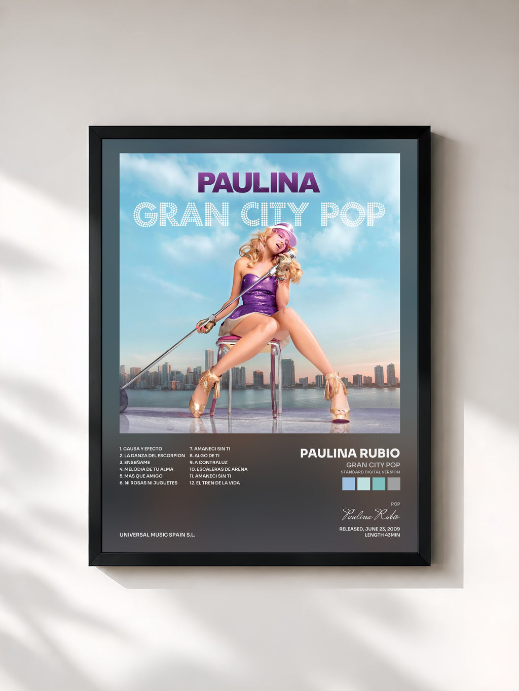 #noir Tableau de l'album Gran City Pop (Standard Digital Version) de Paulina Rubio, cadre noir, imprimé et encadré en France