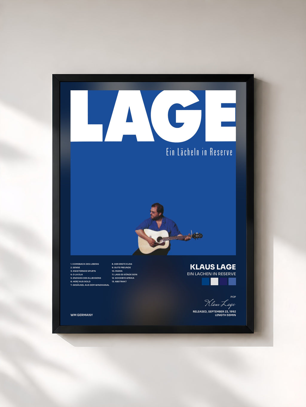#noir Tableau de l'album Ein Lachen in Reserve de Klaus Lage, cadre noir, imprimé et encadré en France
