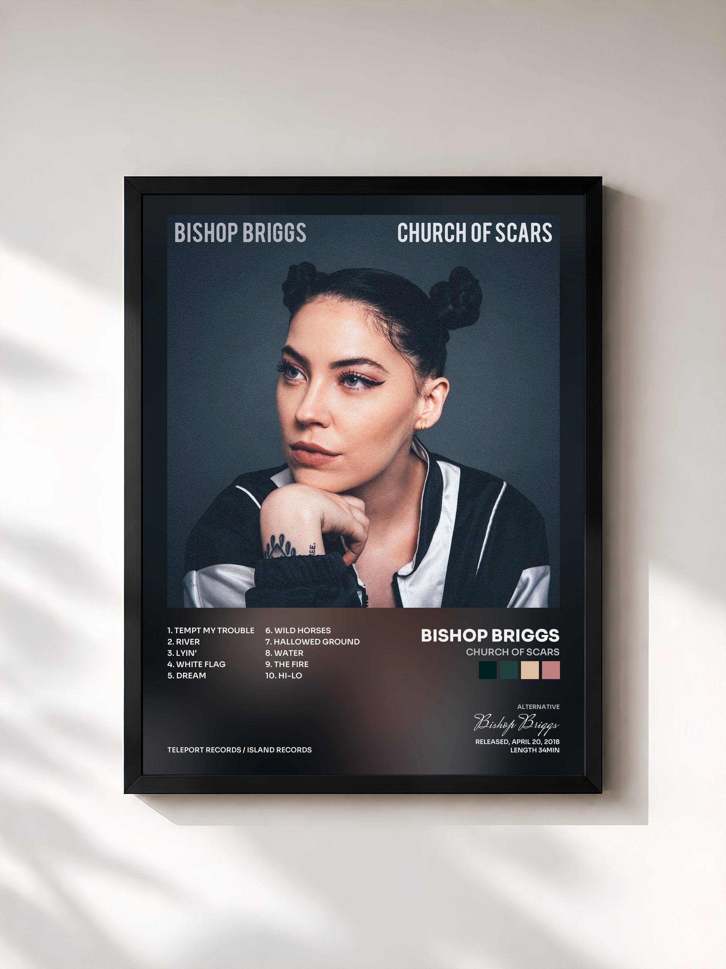 #noir Tableau de l'album Church Of Scars de Bishop Briggs, cadre noir, imprimé et encadré en France