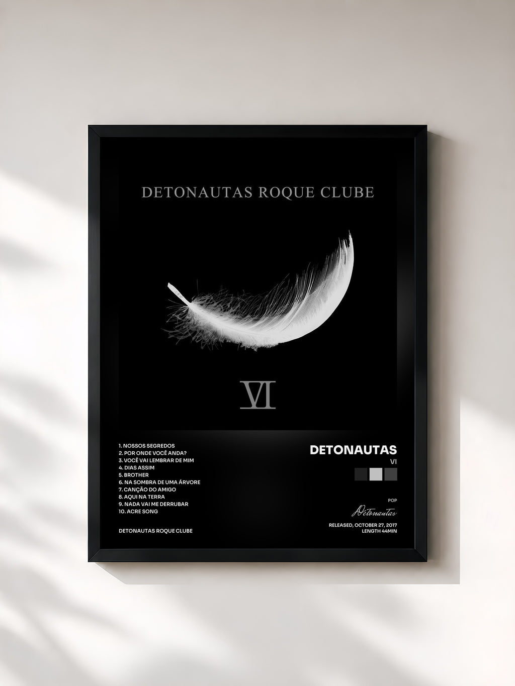 #noir Tableau de l'album VI de Detonautas, cadre noir, imprimé et encadré en France