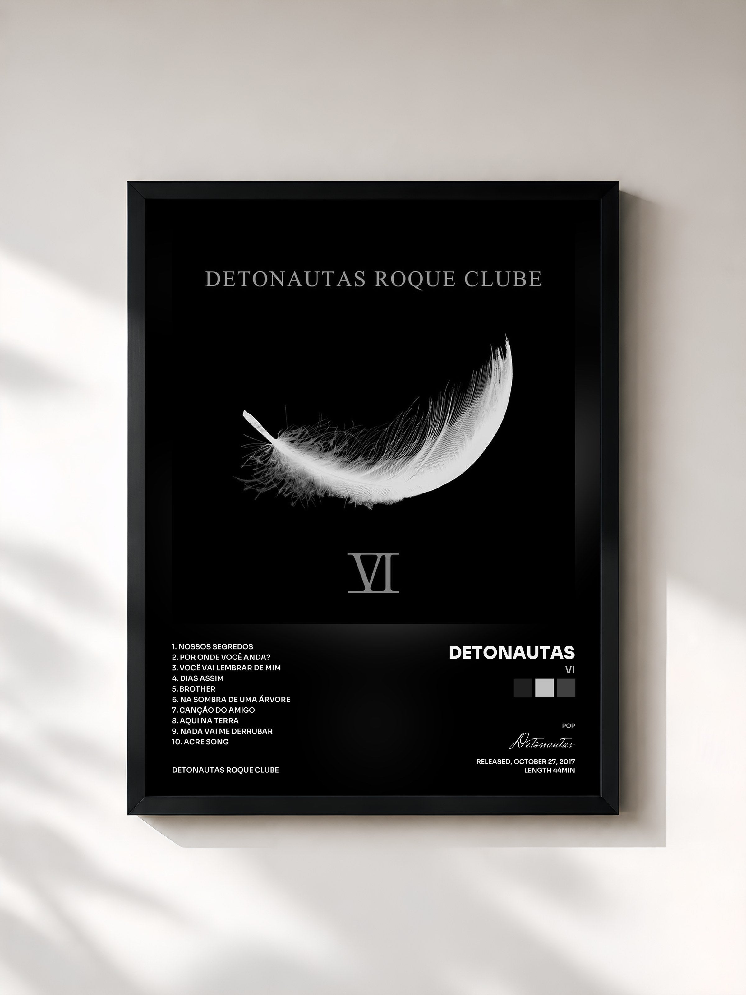 #noir Tableau de l'album VI de Detonautas, cadre noir, imprimé et encadré en France