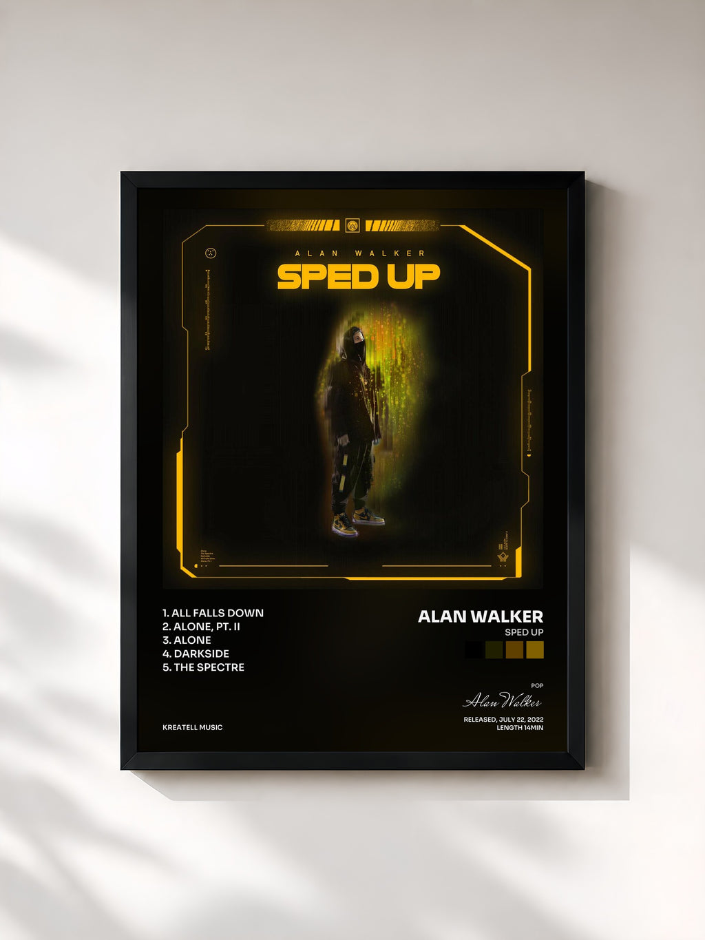 #noir Tableau de l'album Sped up de Alan Walker, cadre noir, imprimé et encadré en France