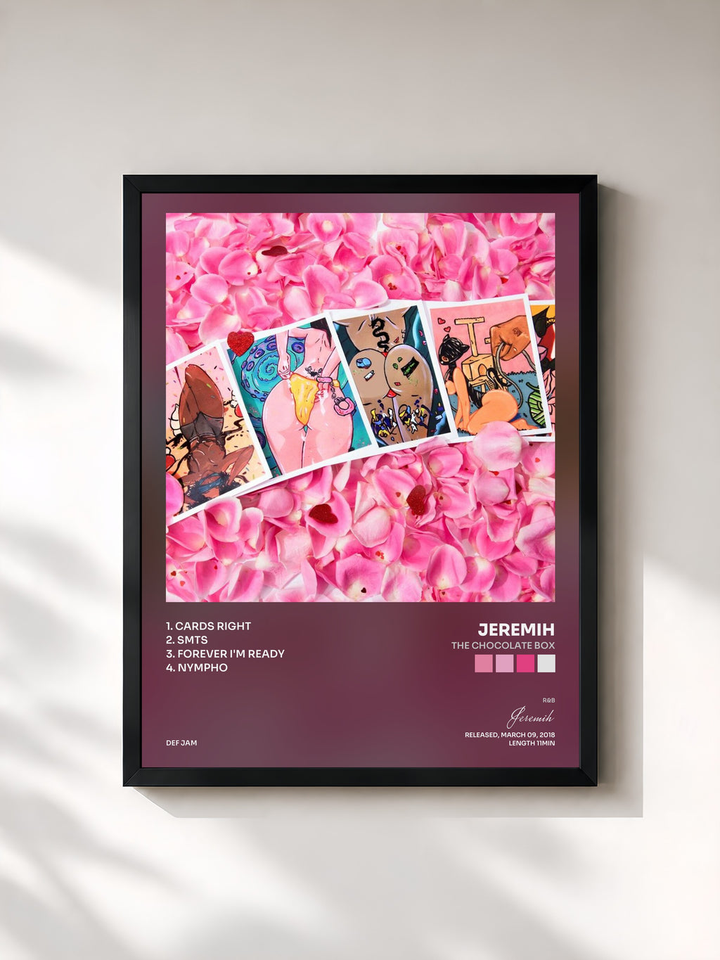 #noir Tableau de l'album The Chocolate Box de Jeremih, cadre noir, imprimé et encadré en France