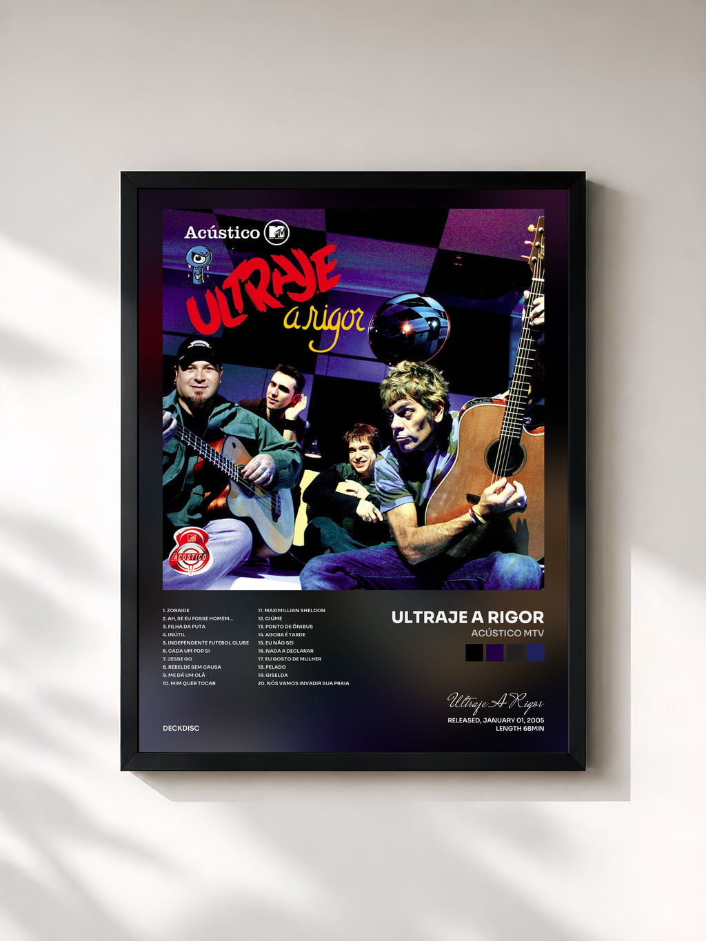 #noir Tableau de l'album Acústico Mtv de Ultraje A Rigor, cadre noir, imprimé et encadré en France