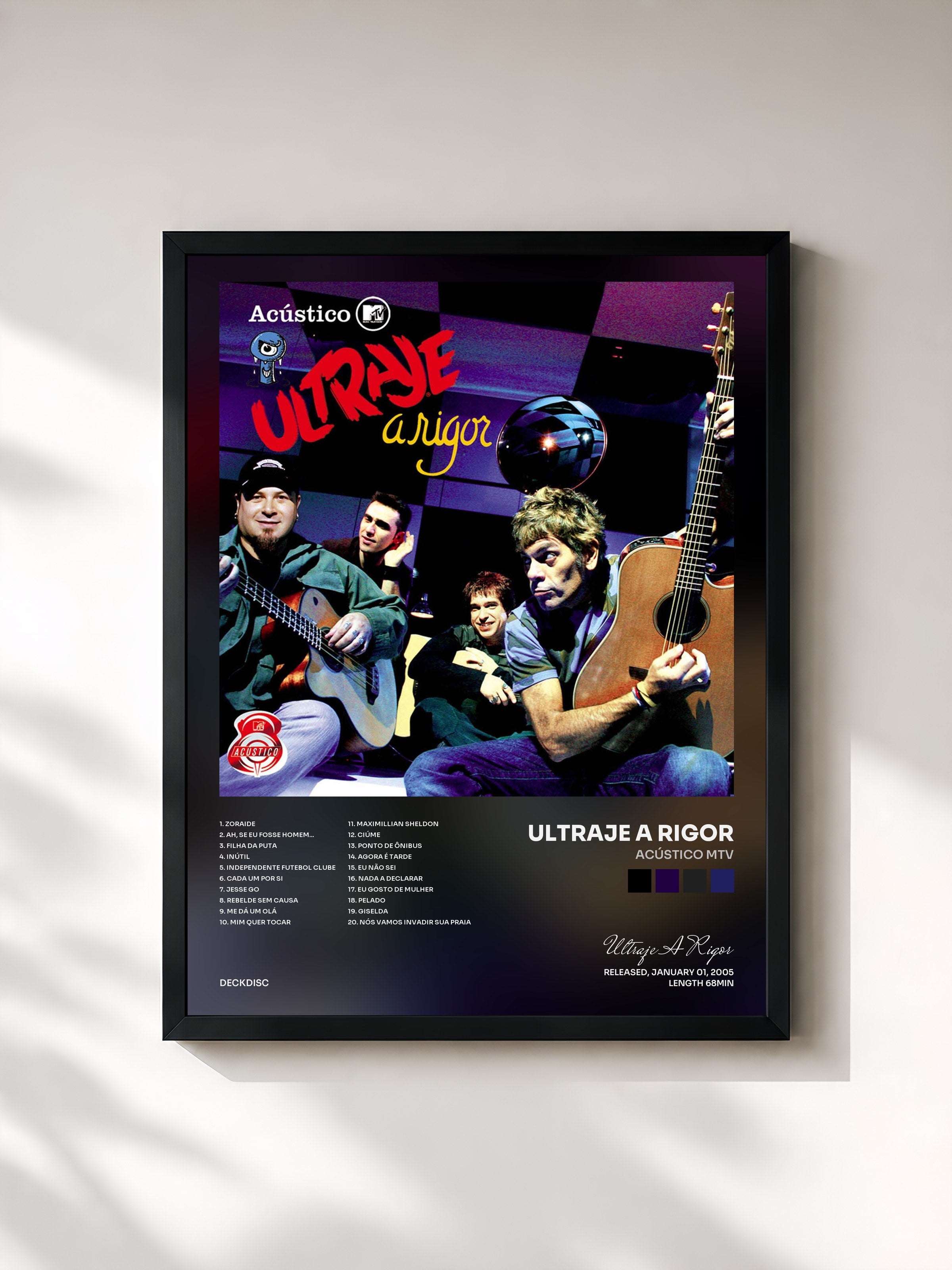 #noir Tableau de l'album Acústico Mtv de Ultraje A Rigor, cadre noir, imprimé et encadré en France