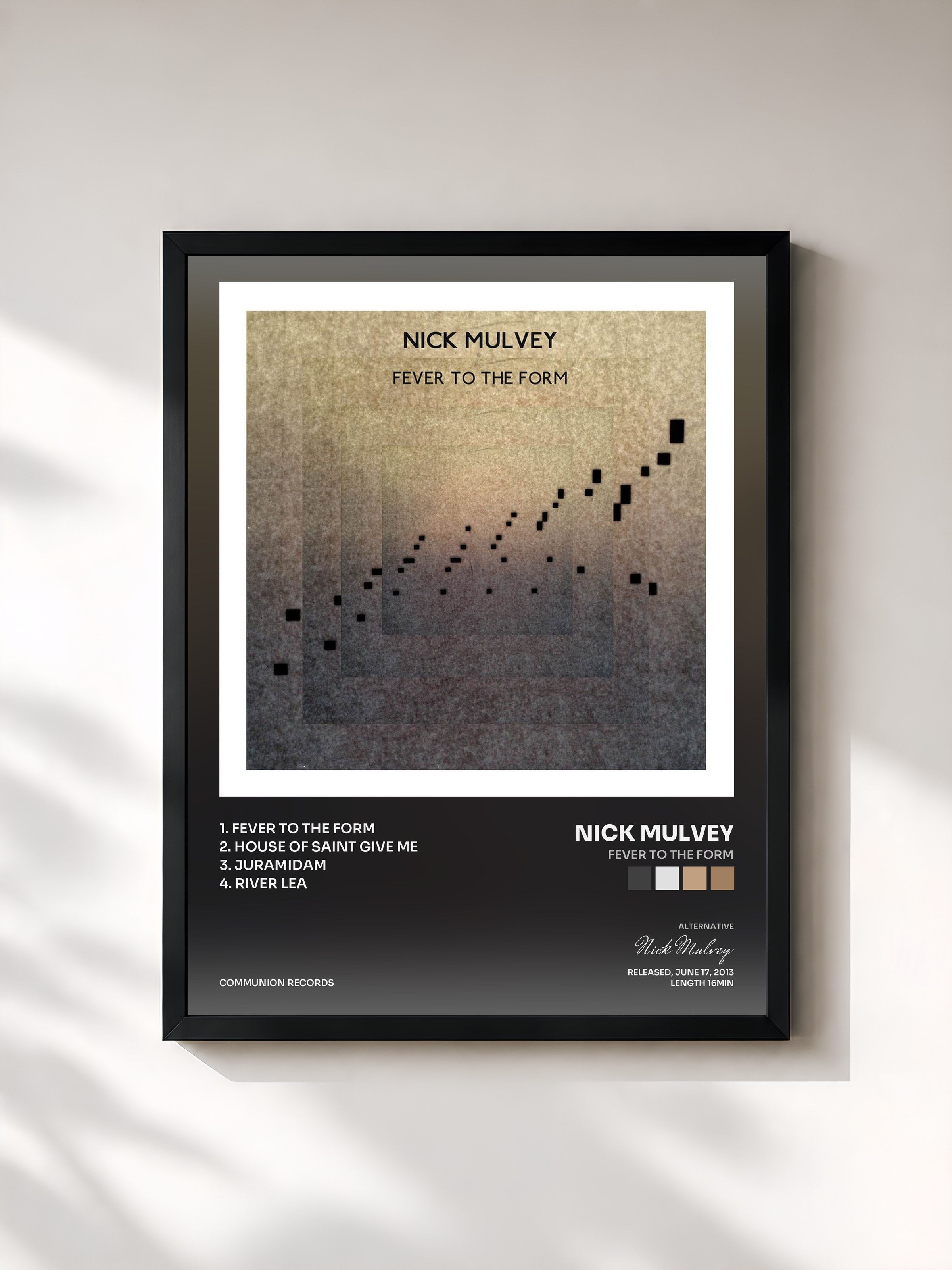#noir Tableau de l'album Fever To The Form de Nick Mulvey, cadre noir, imprimé et encadré en France