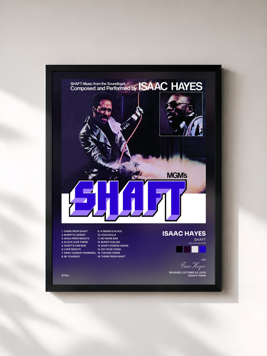 #noir Tableau de l'album Shaft (Deluxe Edition) de Isaac Hayes, cadre noir, imprimé et encadré en France