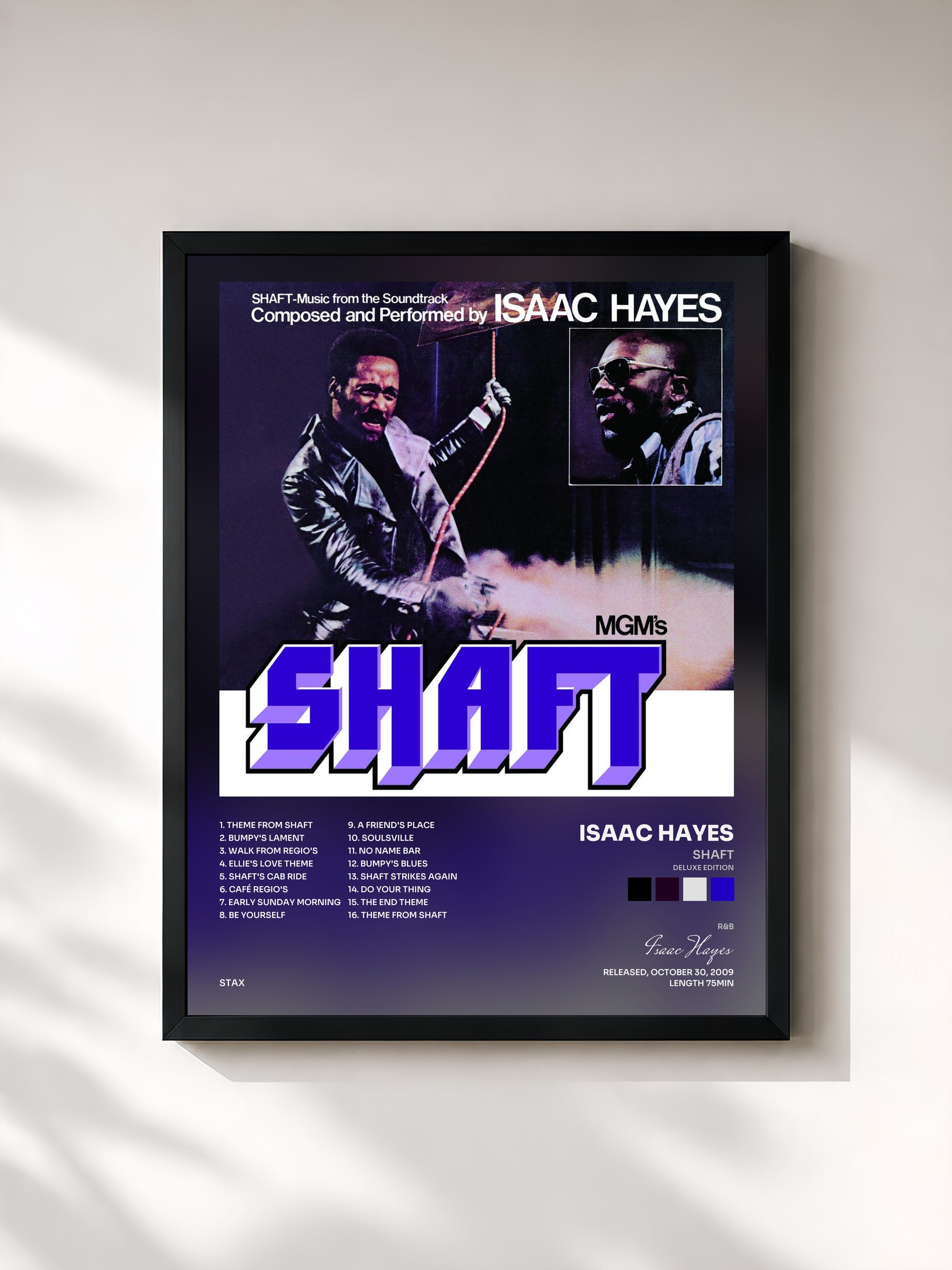 #noir Tableau de l'album Shaft (Deluxe Edition) de Isaac Hayes, cadre noir, imprimé et encadré en France