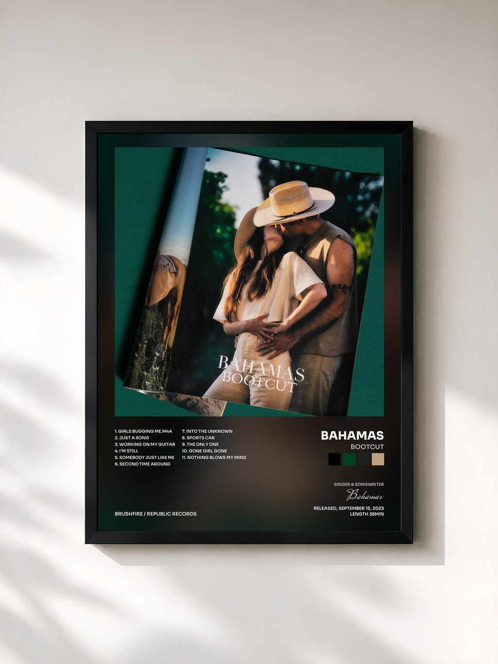 #noir Tableau de l'album BOOTCUT de Bahamas, cadre noir, imprimé et encadré en France