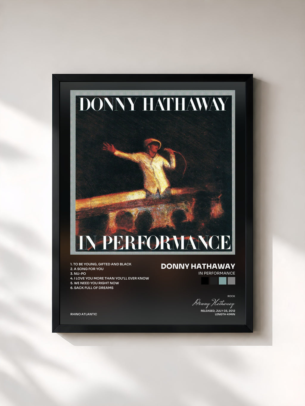 #noir Tableau de l'album In Performance de Donny Hathaway, cadre noir, imprimé et encadré en France