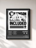 #noir Tableau de l'album Lazers Not Included de Wilkinson, cadre noir, imprimé et encadré en France