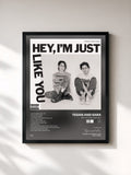 #noir Tableau de l'album Hey, I'm Just like You de Tegan and Sara, cadre noir, imprimé et encadré en France