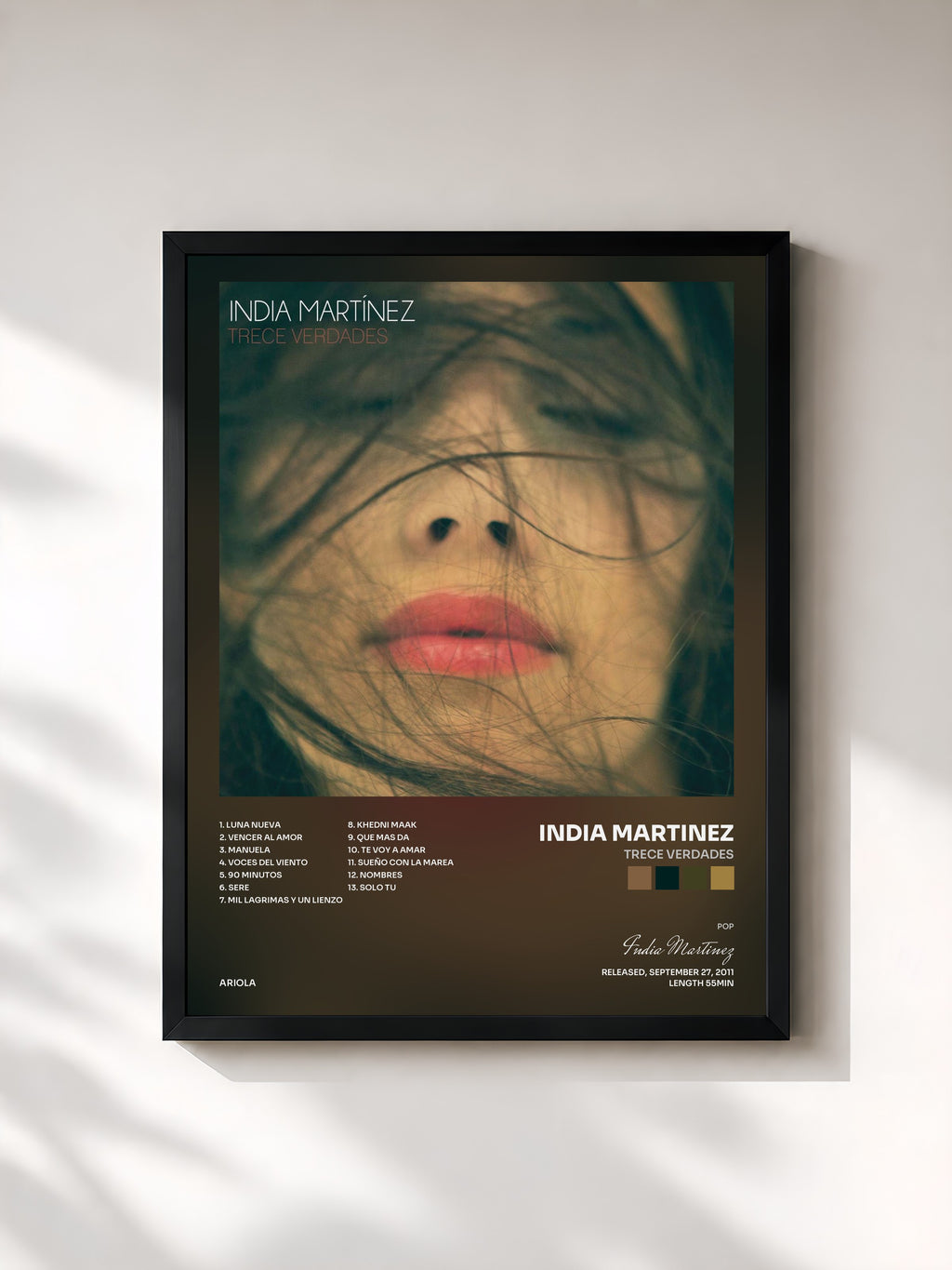 #noir Tableau de l'album Trece Verdades de India Martinez, cadre noir, imprimé et encadré en France